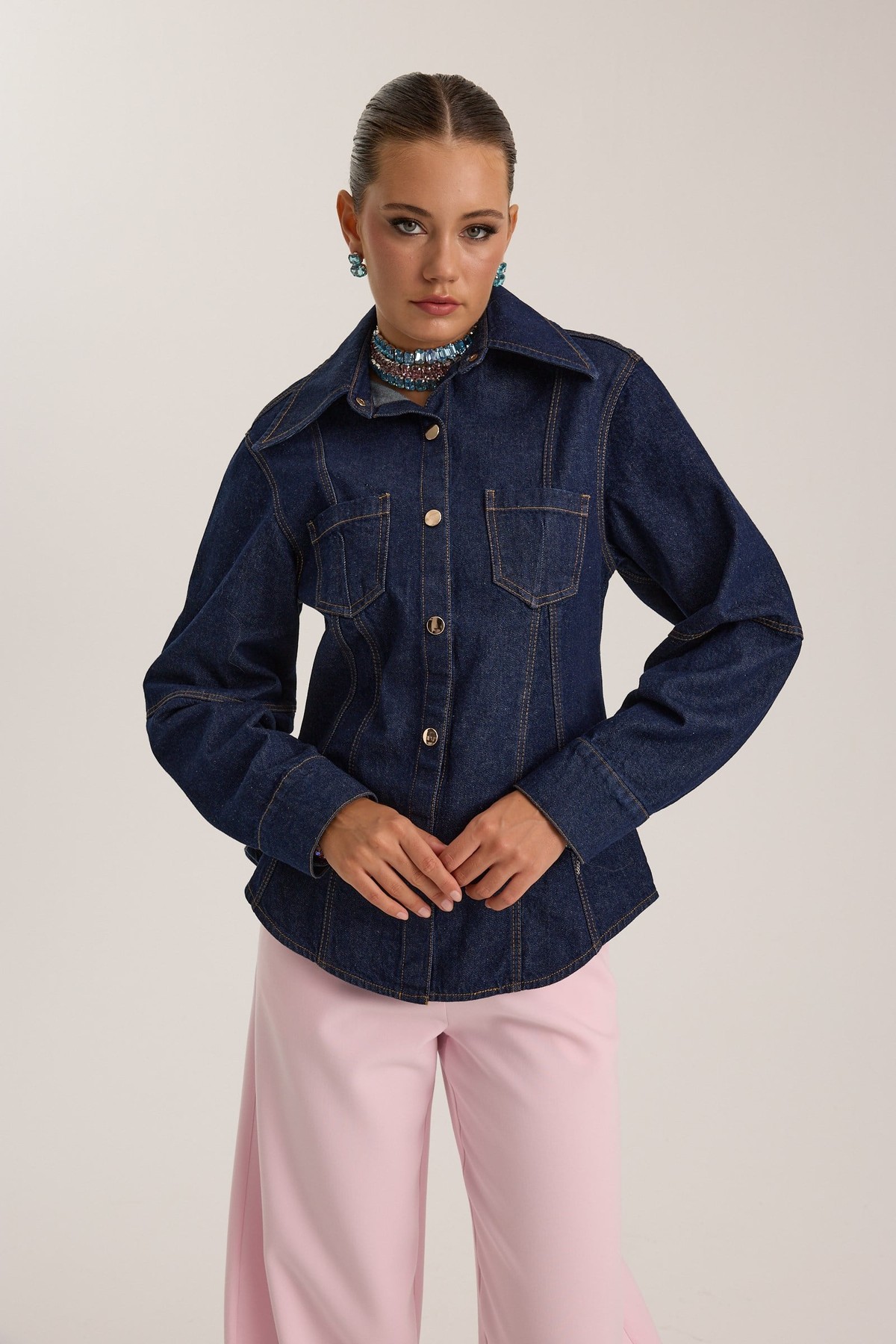 Golden Rodeo Tailored Denim Shirt Dark Blue