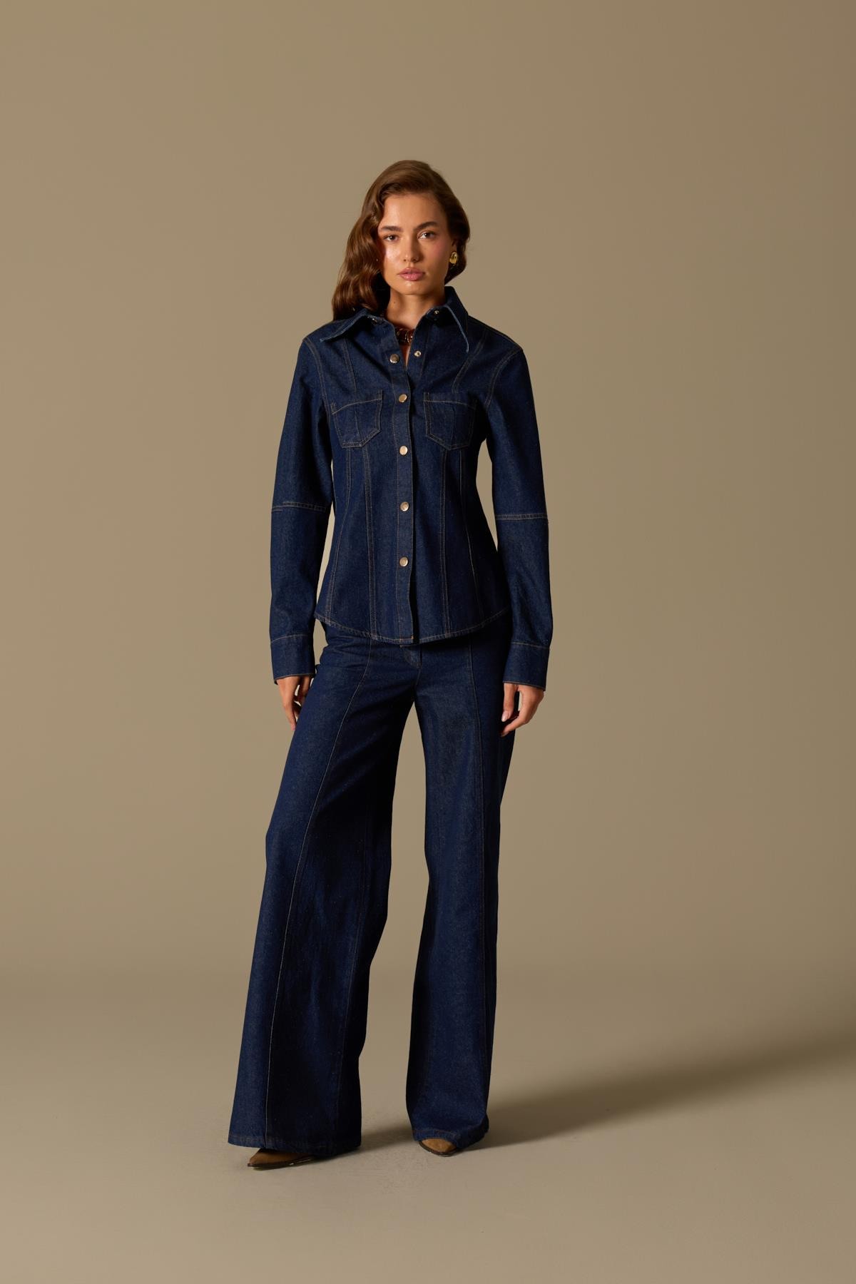 Golden Rodeo Tailored Denim Shirt Dark Blue