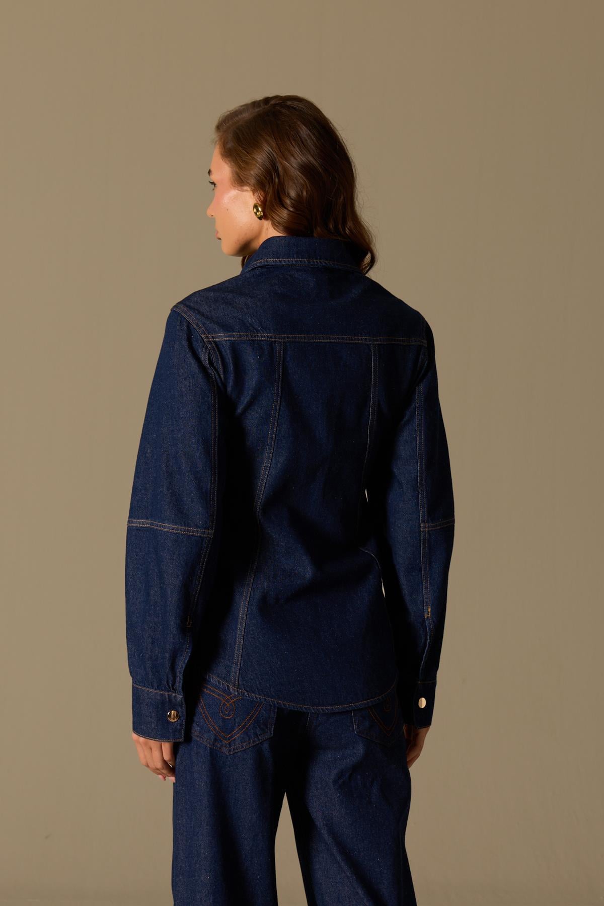 Golden Rodeo Tailored Denim Shirt Dark Blue