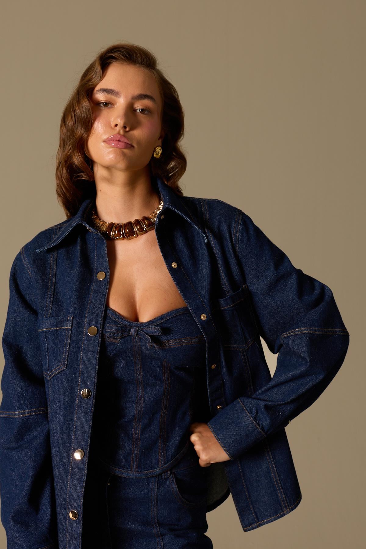 Golden Rodeo Tailored Denim Shirt Dark Blue