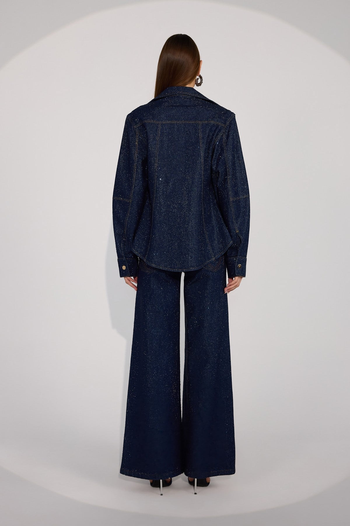 Golden Rodeo Tailored Diamond Denim Shirt Dark Blue