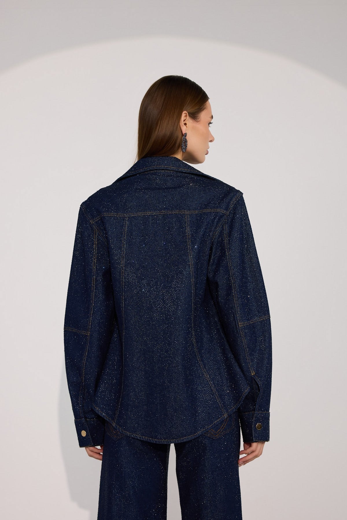 Golden Rodeo Tailored Diamond Denim Shirt Dark Blue