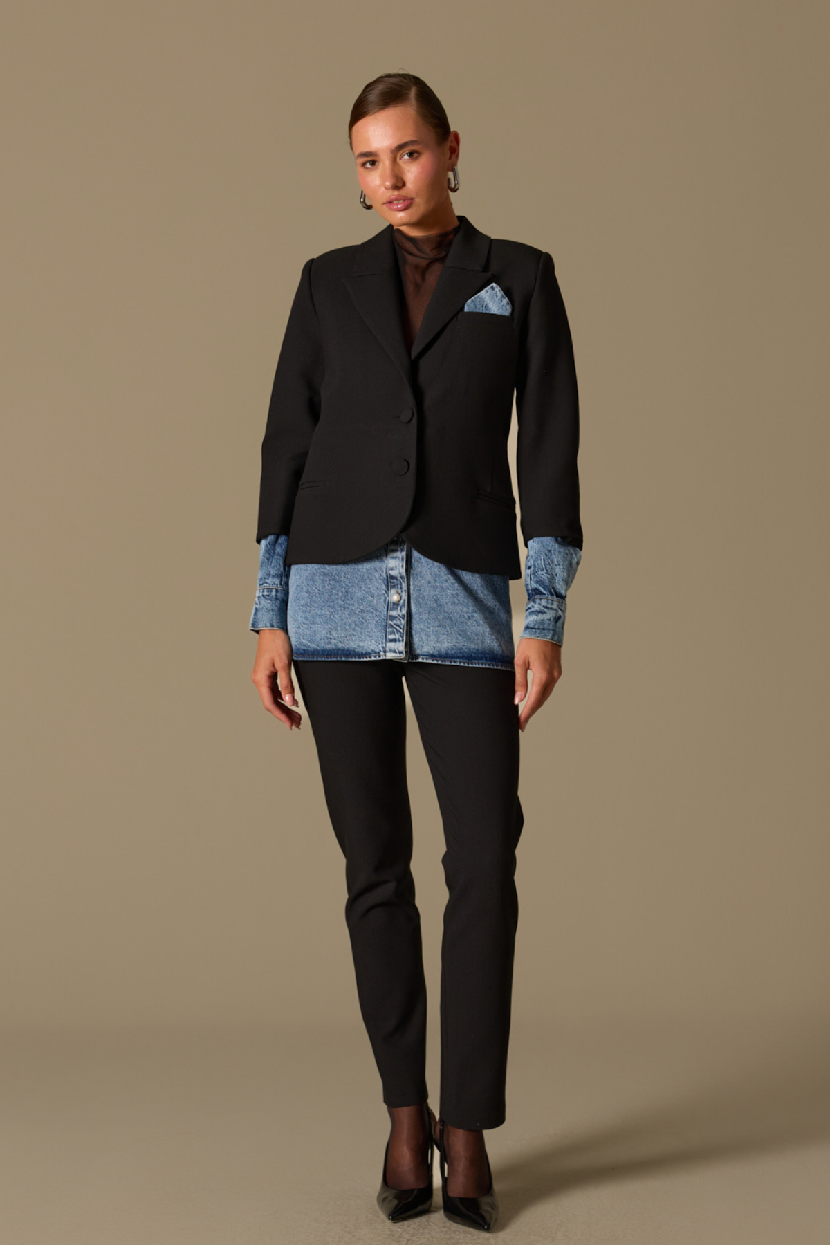 Hailey Jean Gömlek Detaylı Blazer Ceket Black