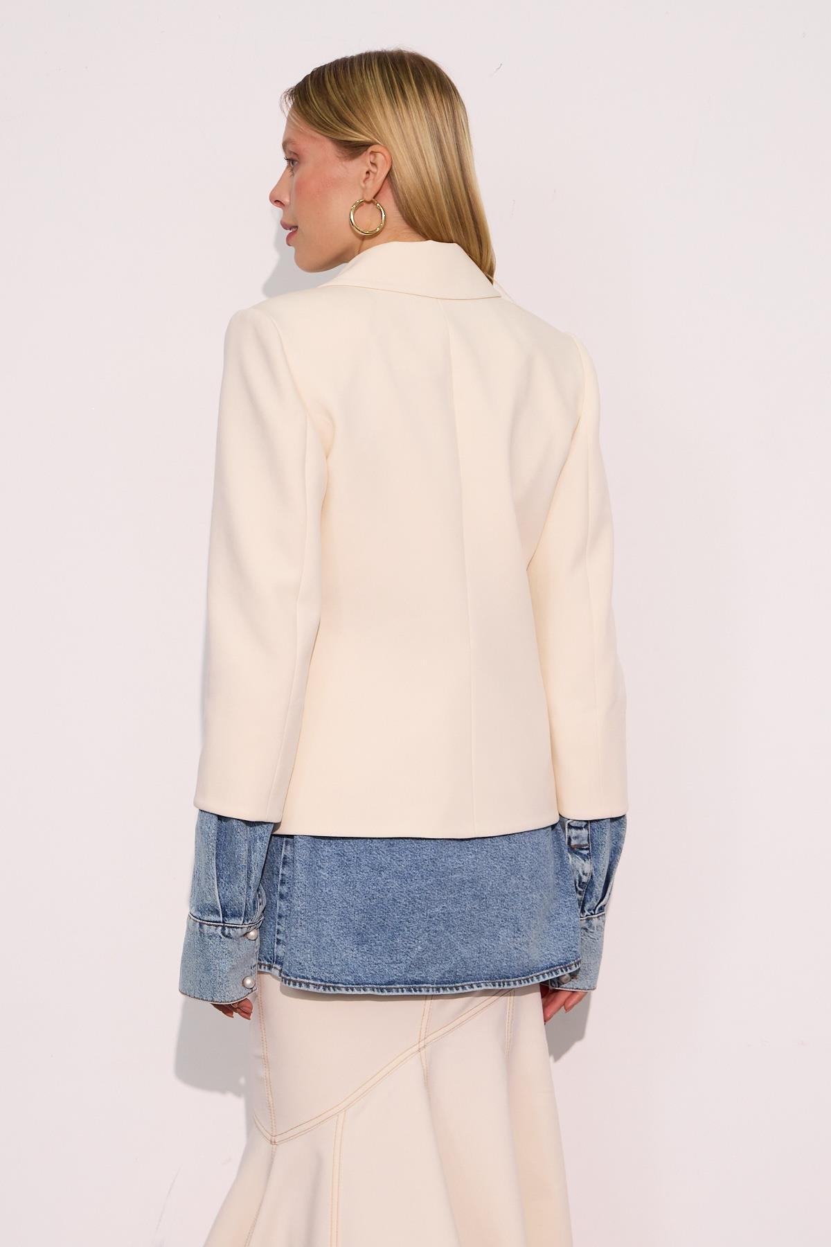 Hailey Jean Gömlek Detaylı Blazer Ceket Ecru
