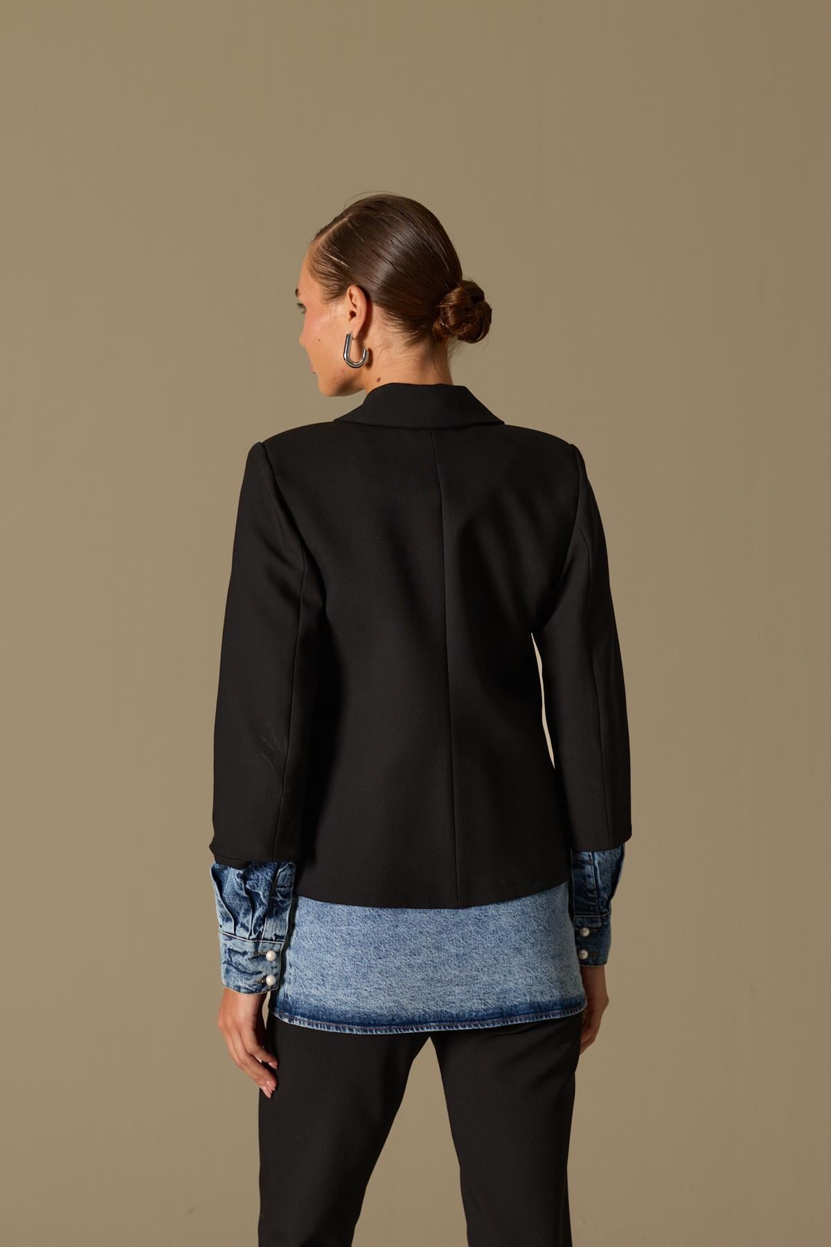 Hailey Jean Gömlek Detaylı Blazer Ceket Black