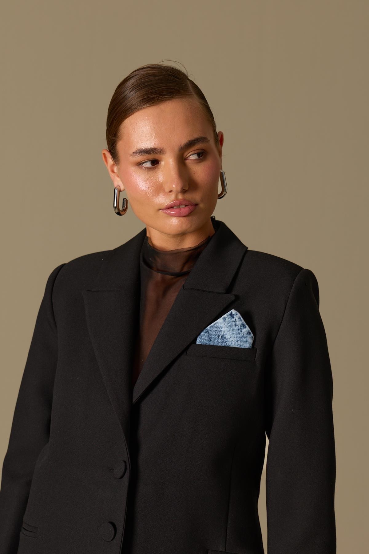 Hailey Jean Gömlek Detaylı Blazer Ceket Black