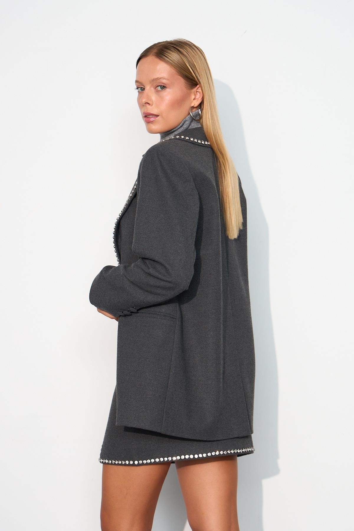 High Line Troklu Blazer Ceket Antrasit