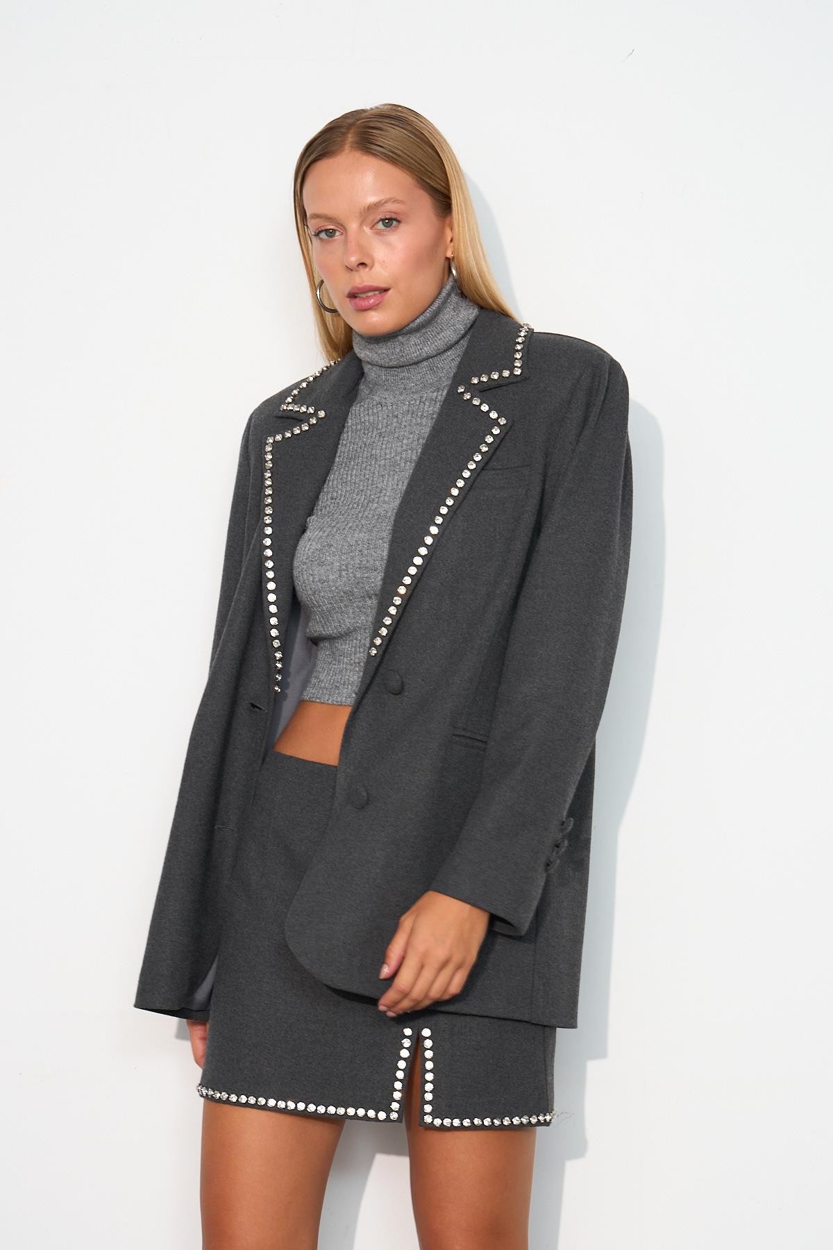 High Line Troklu Blazer Ceket Antrasit