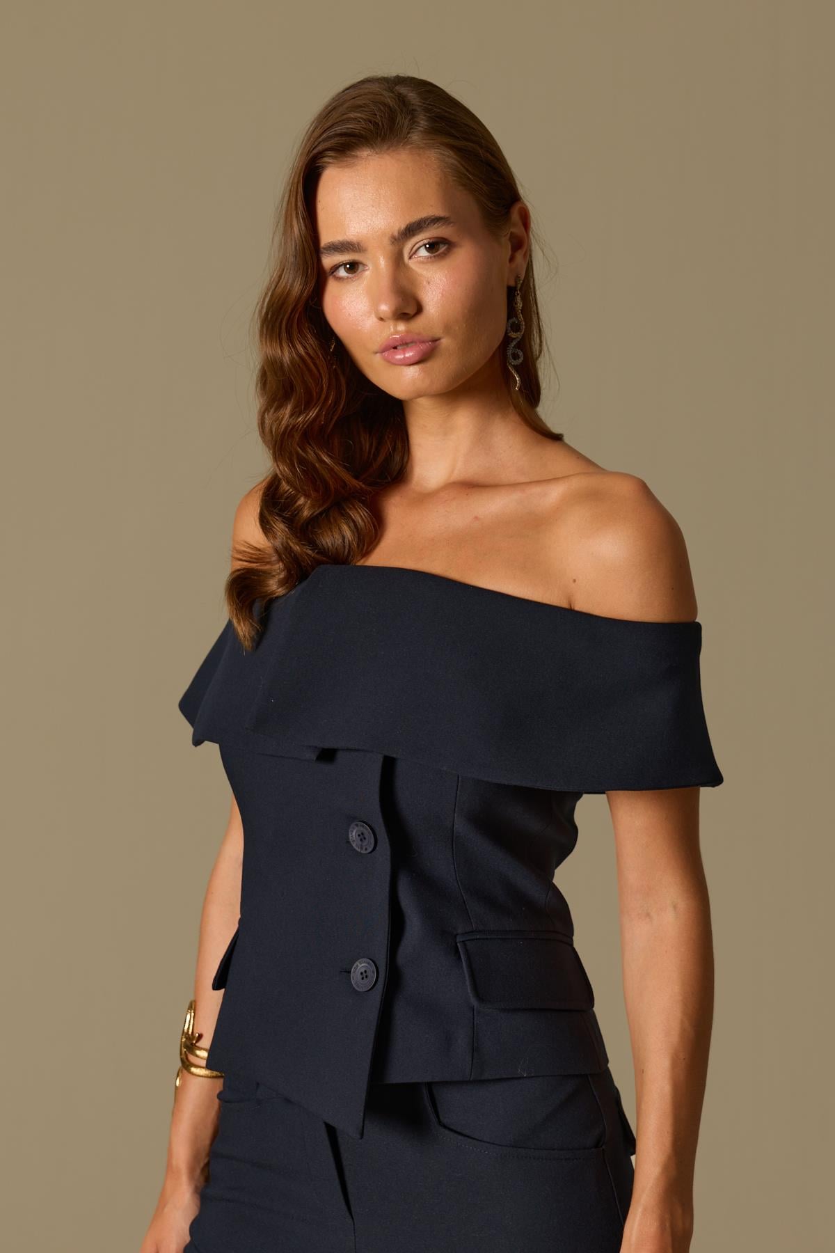 Iconic Carrie Tailored Vest Dark Blue