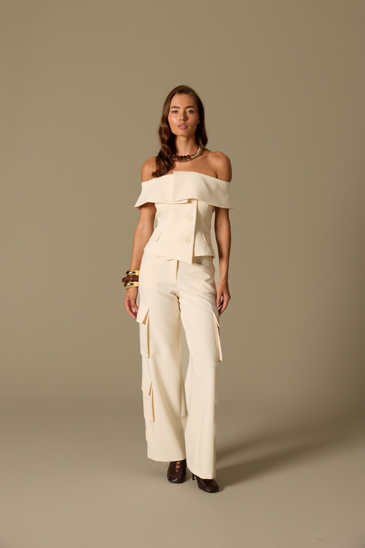 Iconic Carrie Tailored Vest Ecru