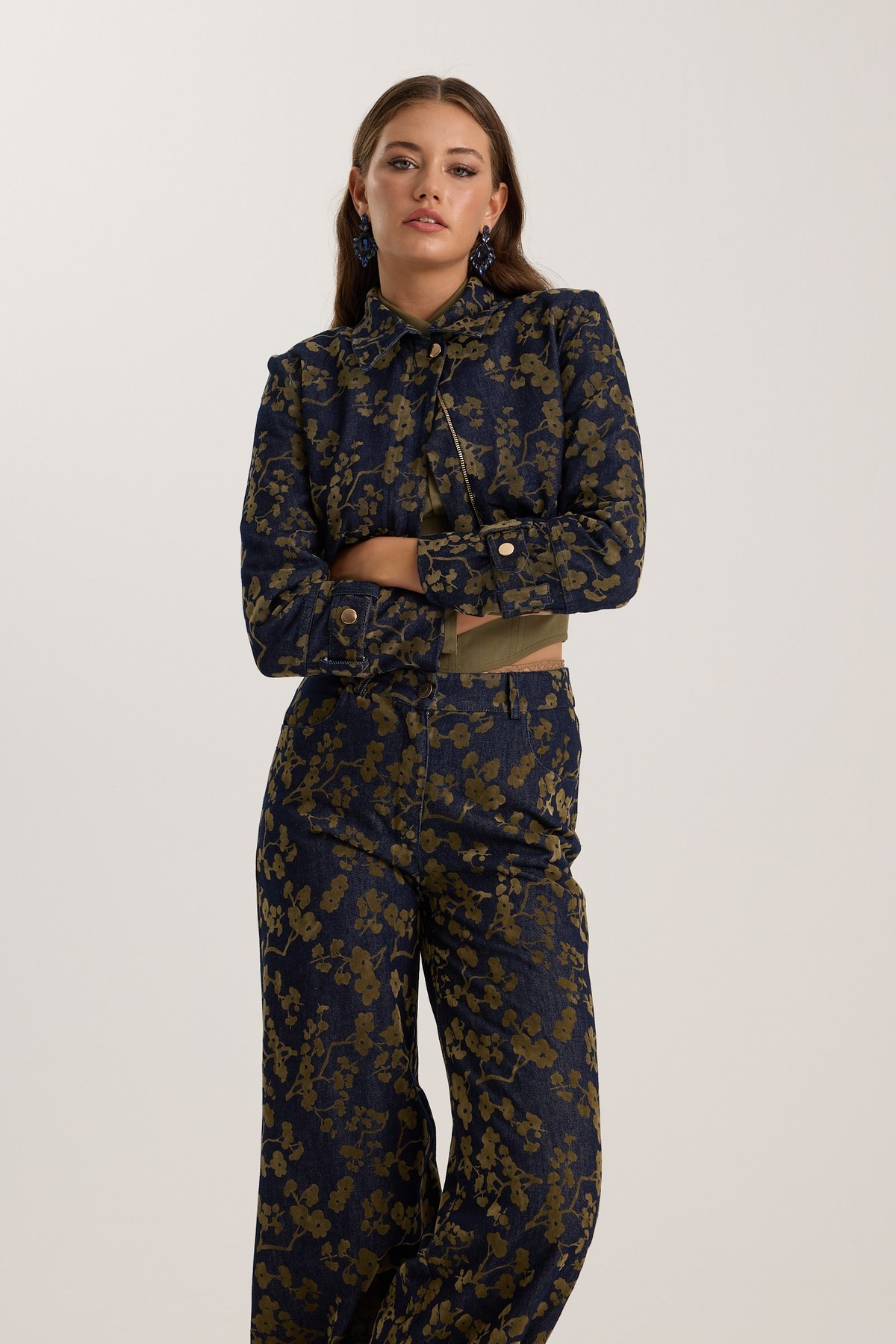 İconic Denim Blossom Pants Denim-Green