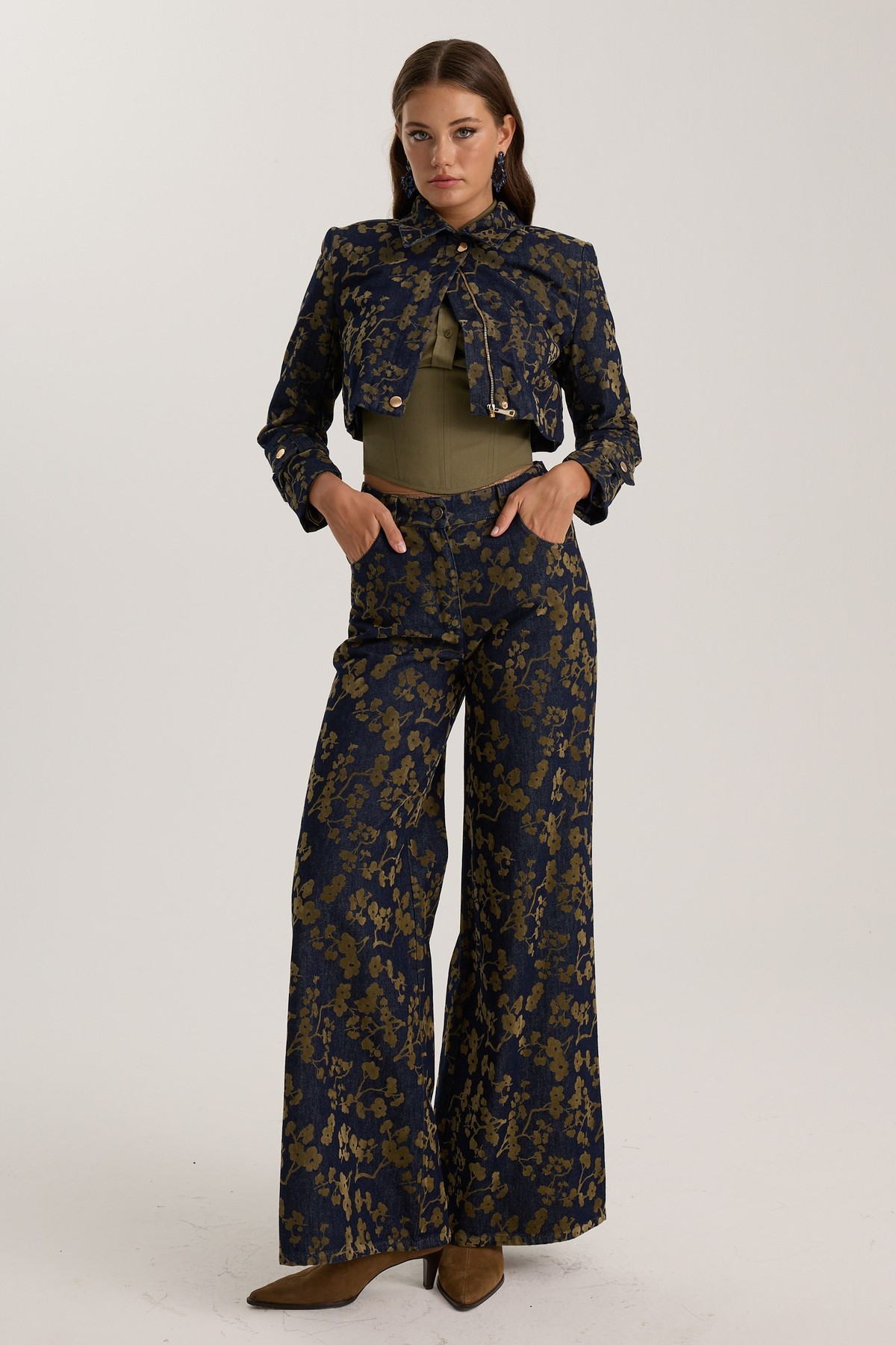 İconic Denim Blossom Pants Denim-Green