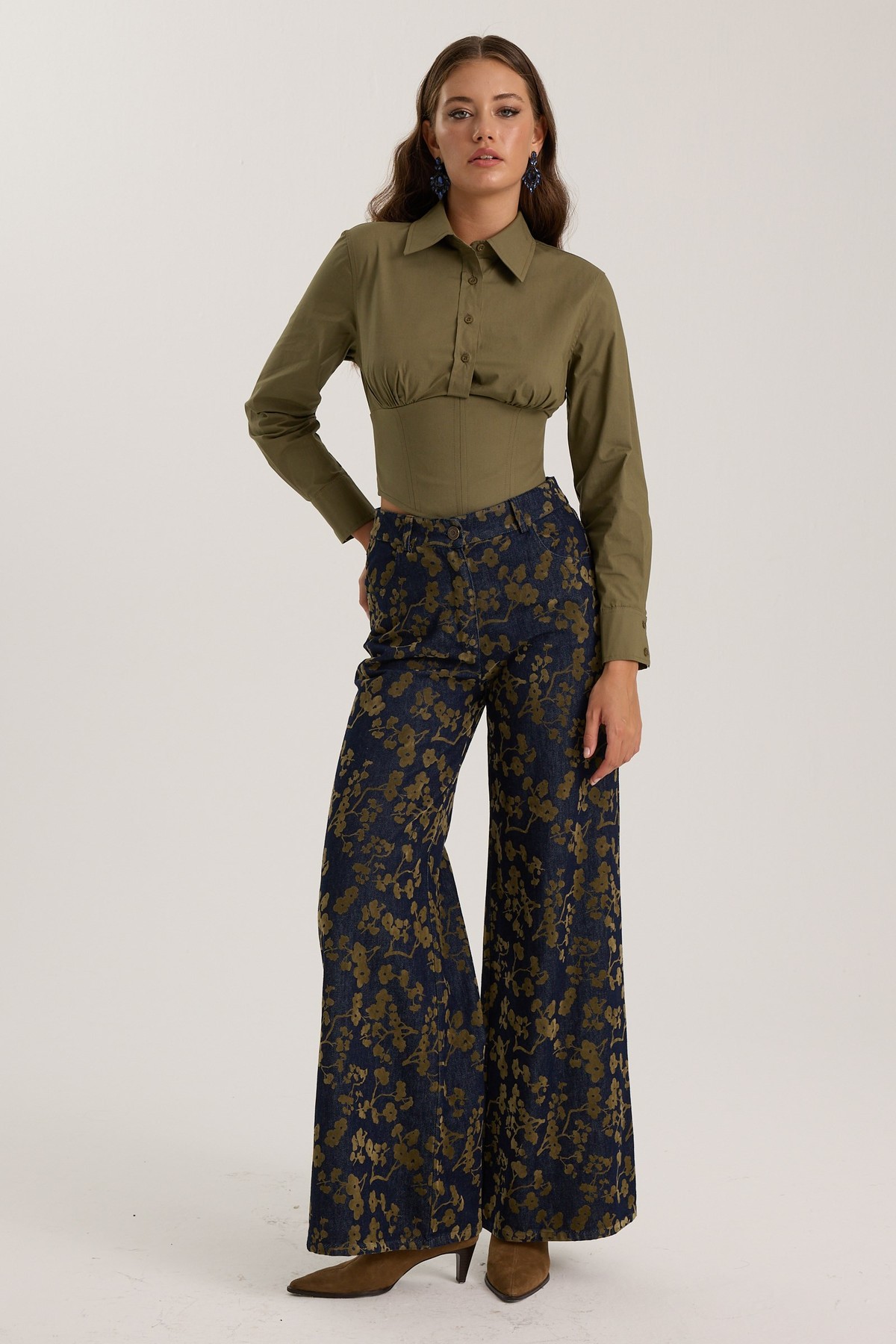 İconic Denim Blossom Pants Denim-Green