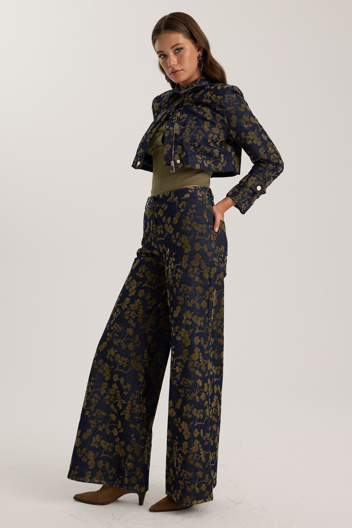 İconic Denim Blossom Pants Denim-Green