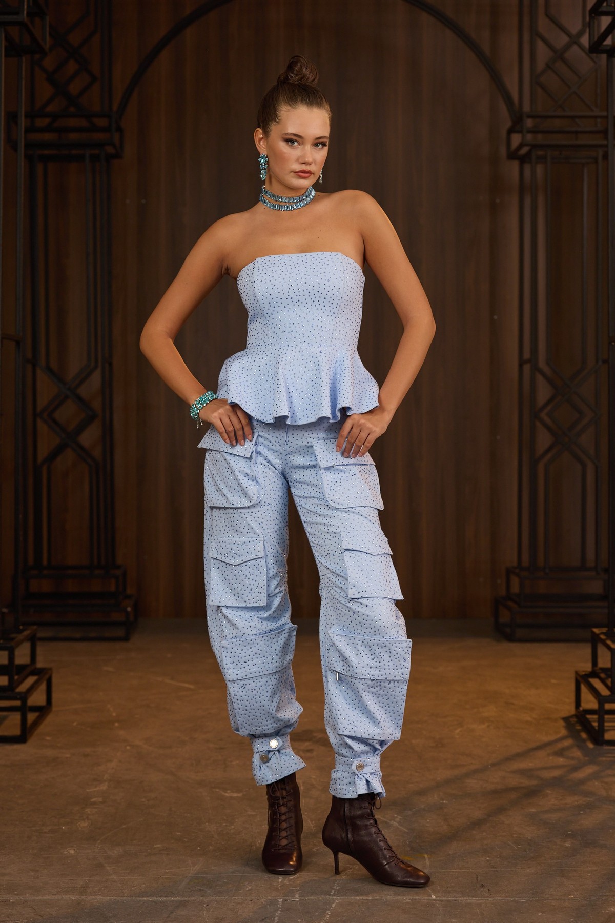 Iconic Diamond Bomb Bustier Baby Blue
