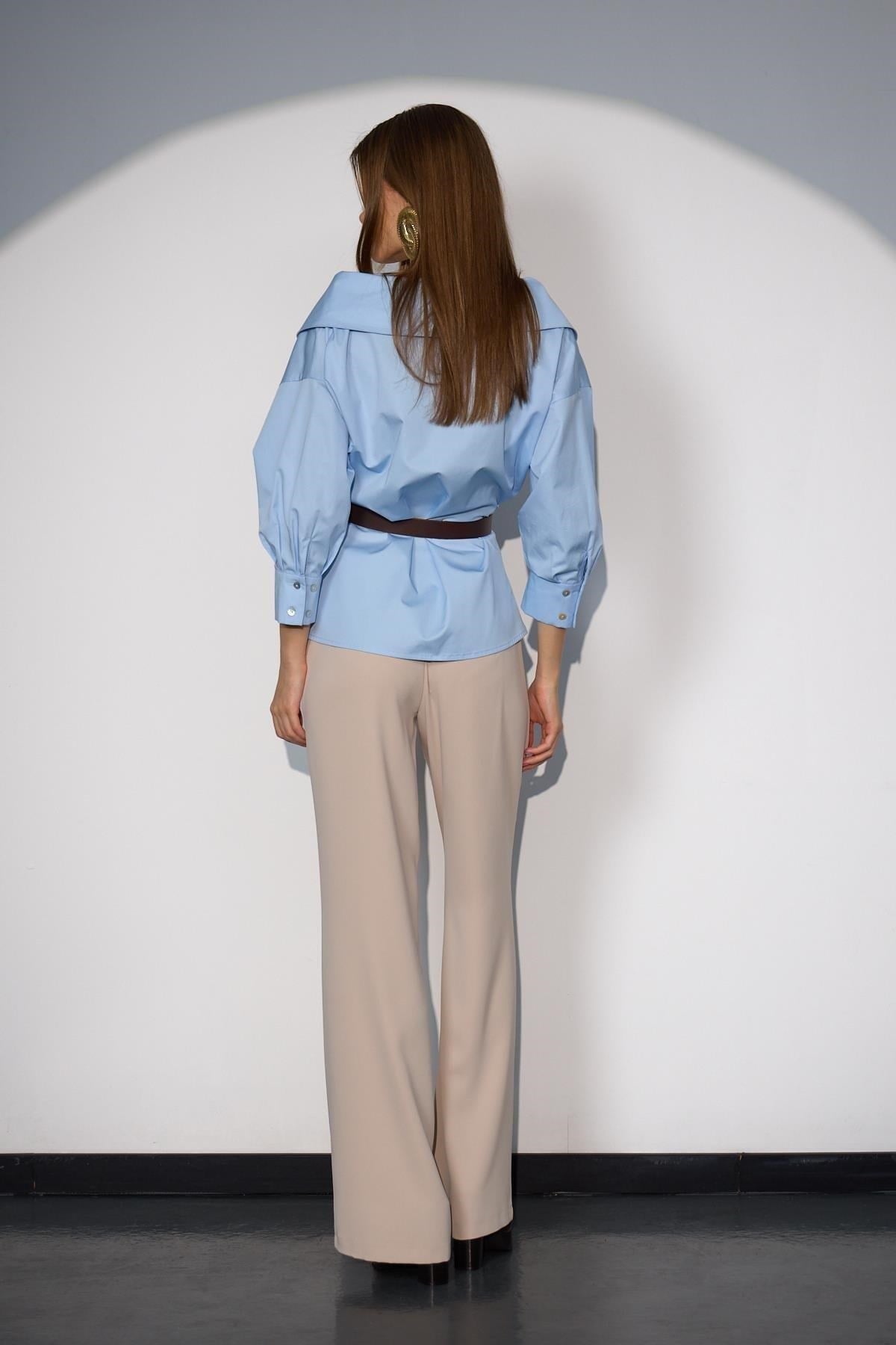 Iconic Lady Di %100 Cotton Shirt Baby Blue