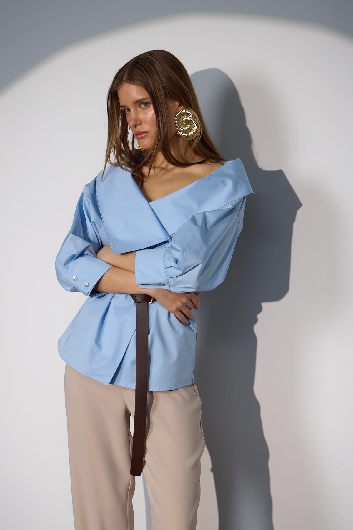 Iconic Lady Di 100% Cotton Shirt Baby Blue