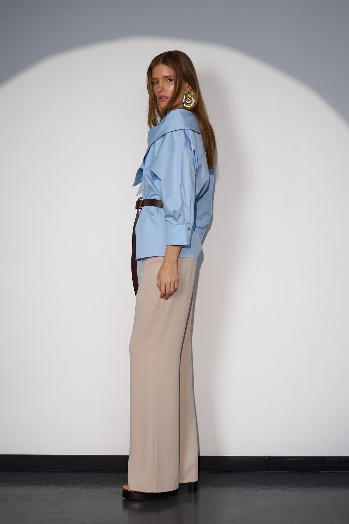 Iconic Lady Di %100 Cotton Shirt Baby Blue