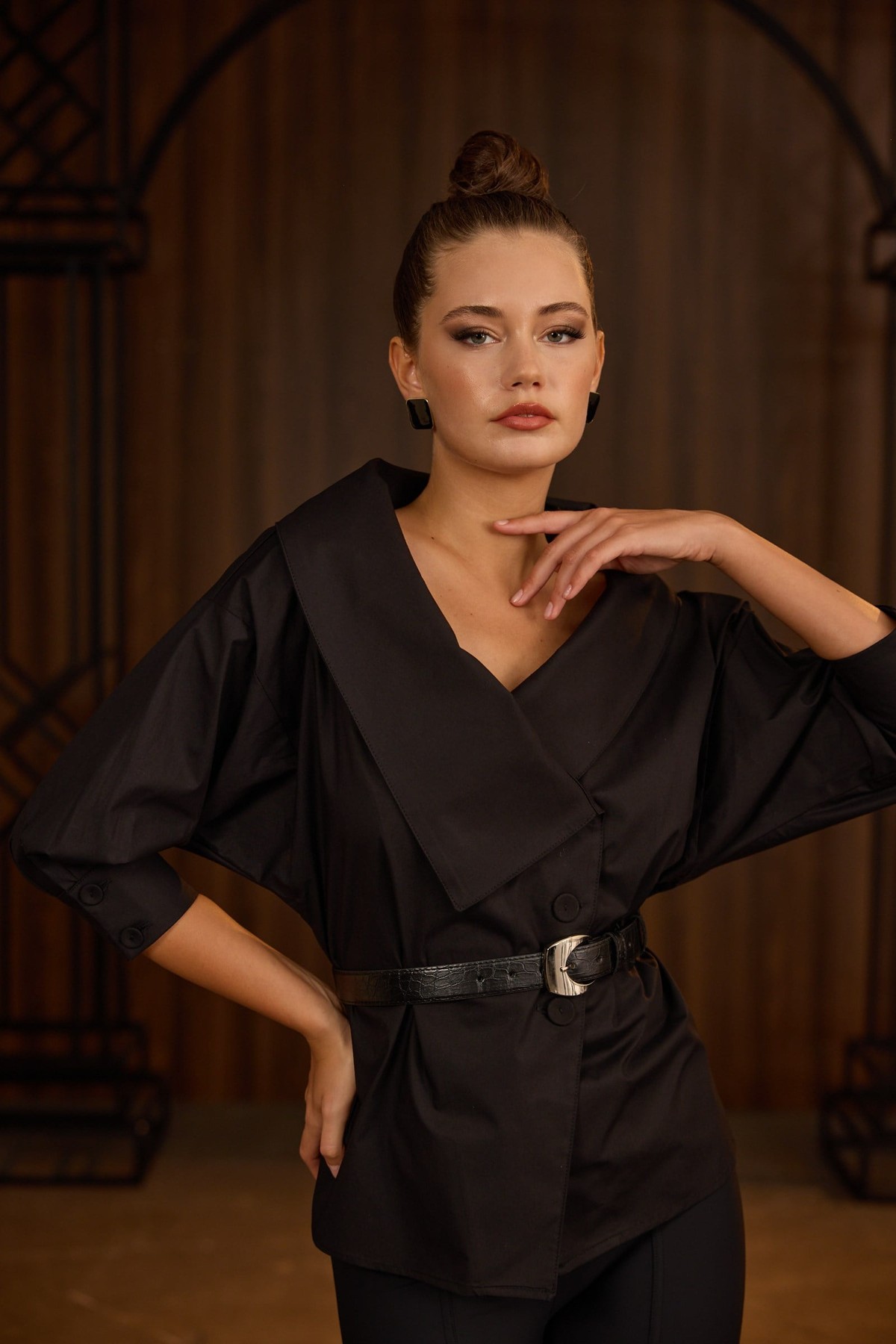 Iconic Lady Di %100 Cotton Shirt Black