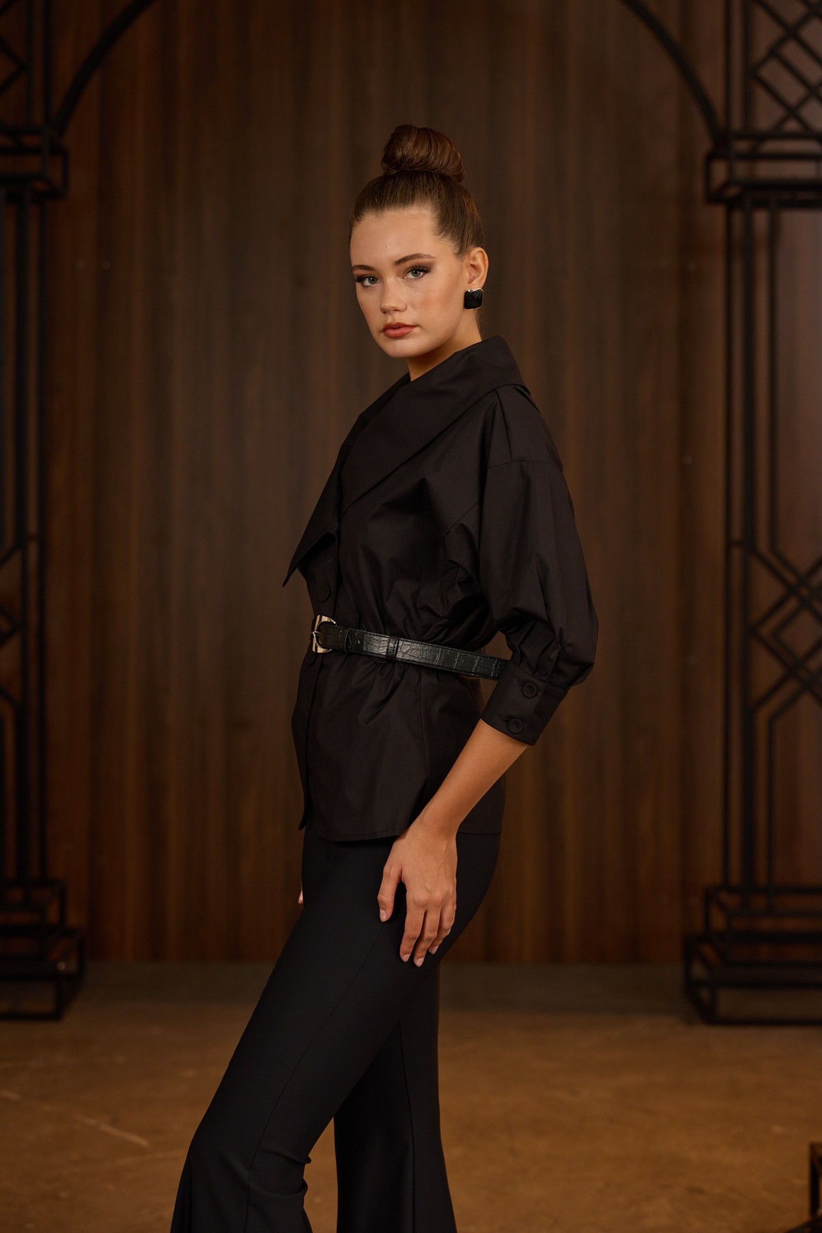 Iconic Lady Di %100 Cotton Shirt Black