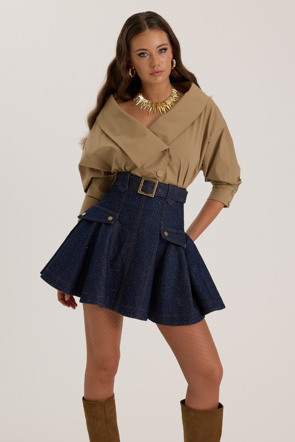 Iconic Lady Di %100 Cotton Shirt Bronze Brown