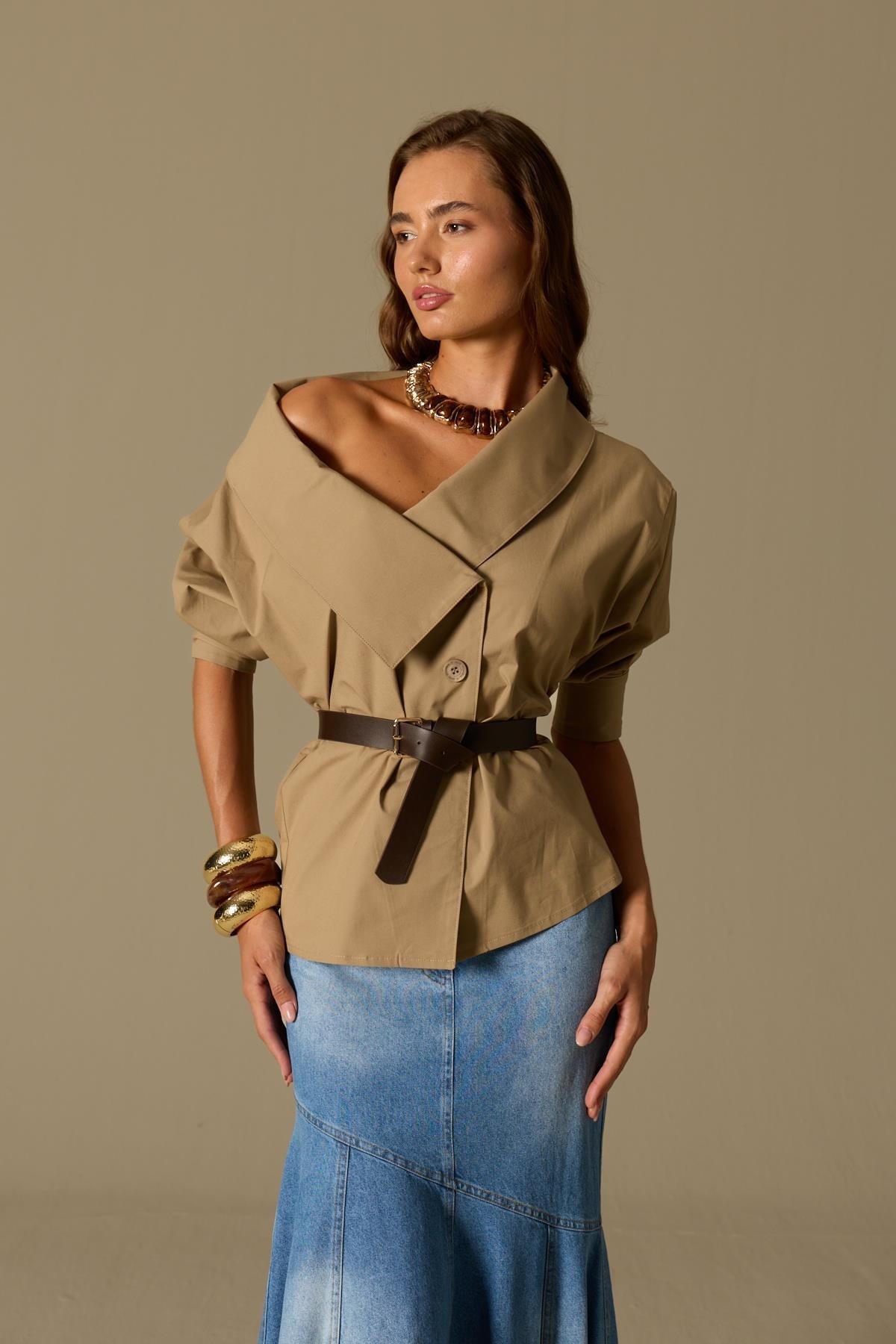 Iconic Lady Di 100% Cotton Shirt Bronze Brown