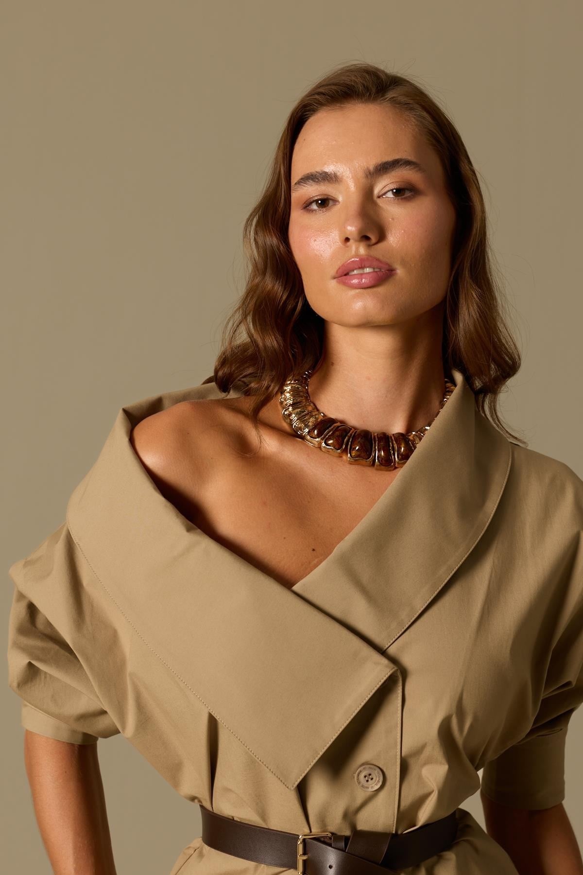 Iconic Lady Di 100% Cotton Shirt Bronze Brown