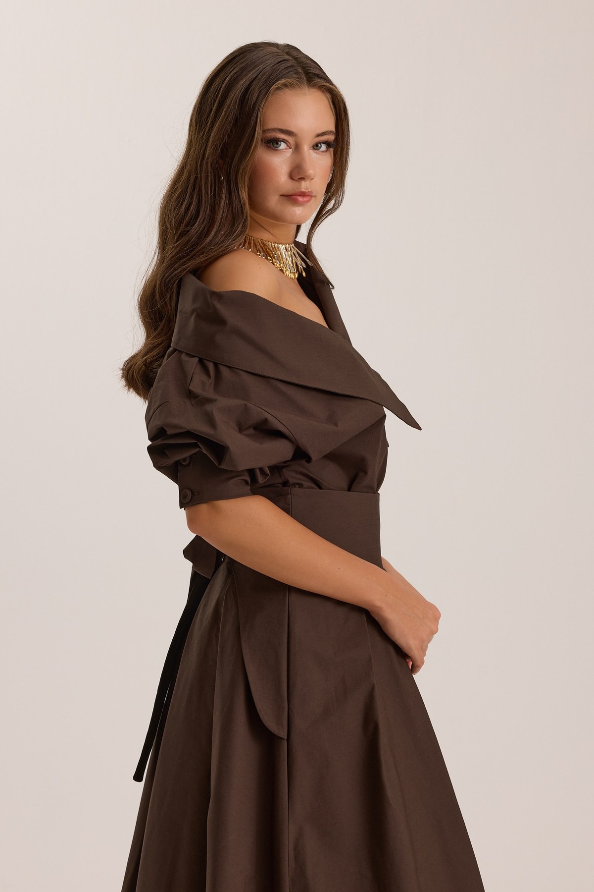 Iconic Lady Di %100 Cotton Shirt Brown