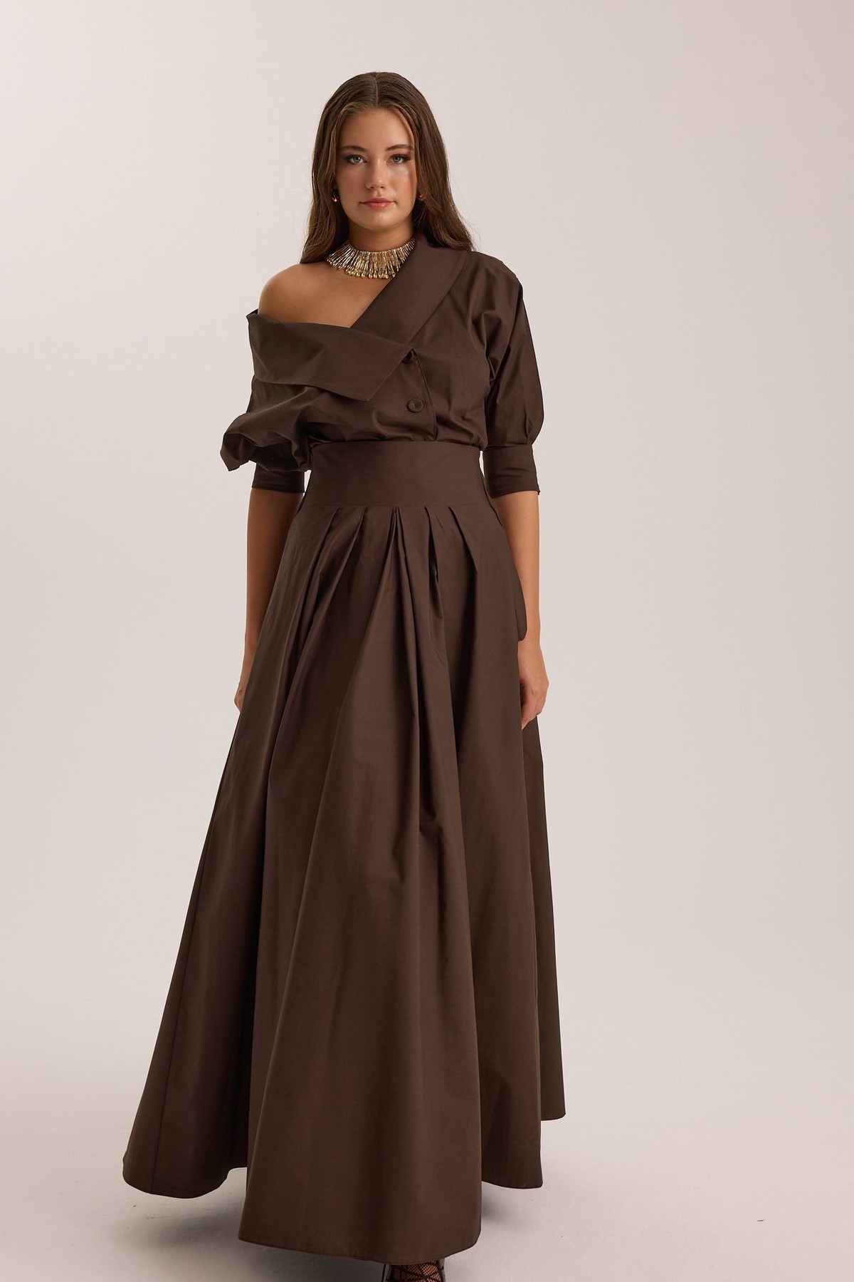 Iconic Lady Di %100 Cotton Shirt Brown