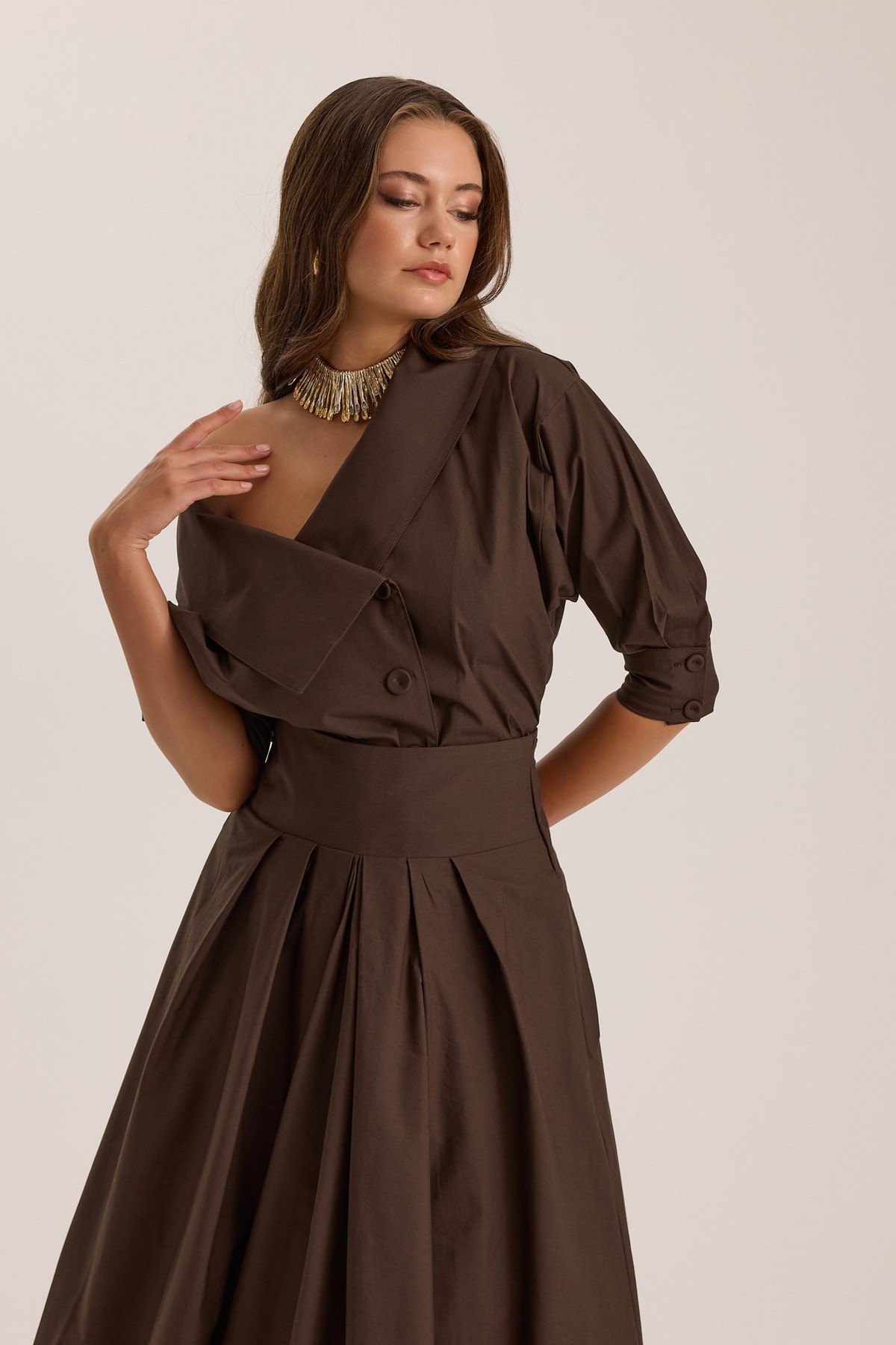 Iconic Lady Di %100 Cotton Shirt Brown