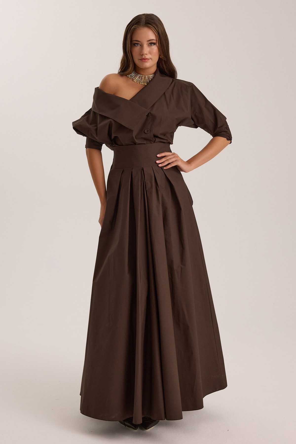 Iconic Lady Di %100 Cotton Shirt Brown