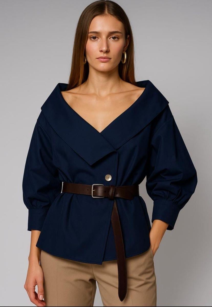 Iconic Lady Di 100% Cotton Shirt Dark Blue