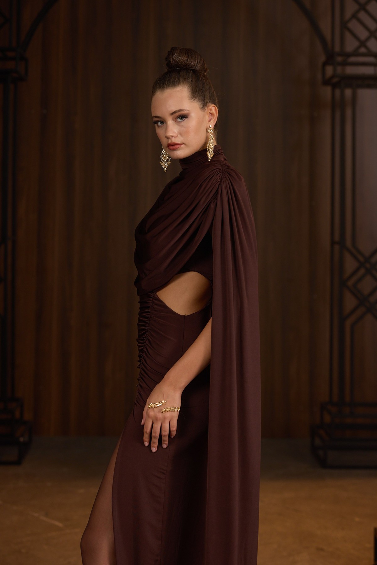 ICONIC MAJESTY MAXİ DRESS Brown