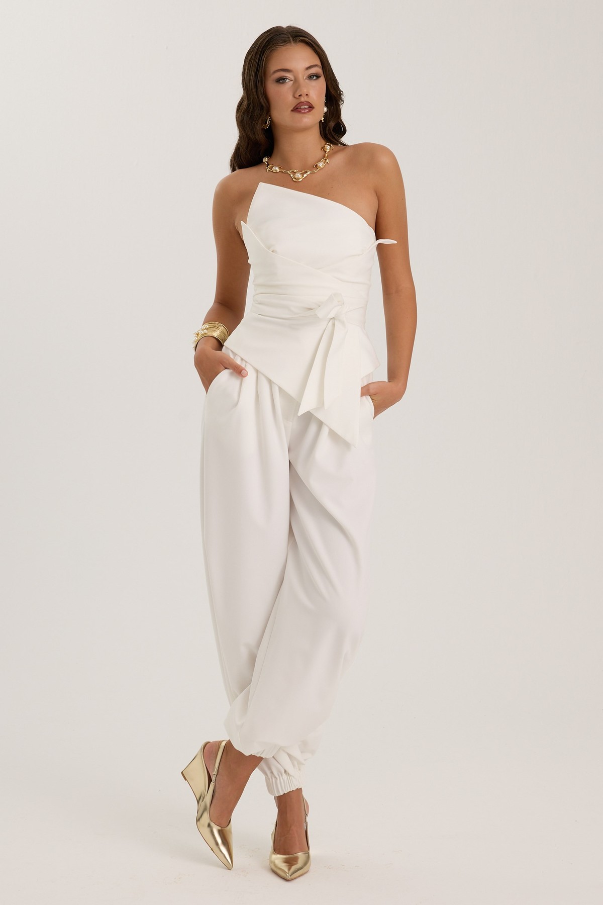 Iconic Modern Drape Pants Ecru