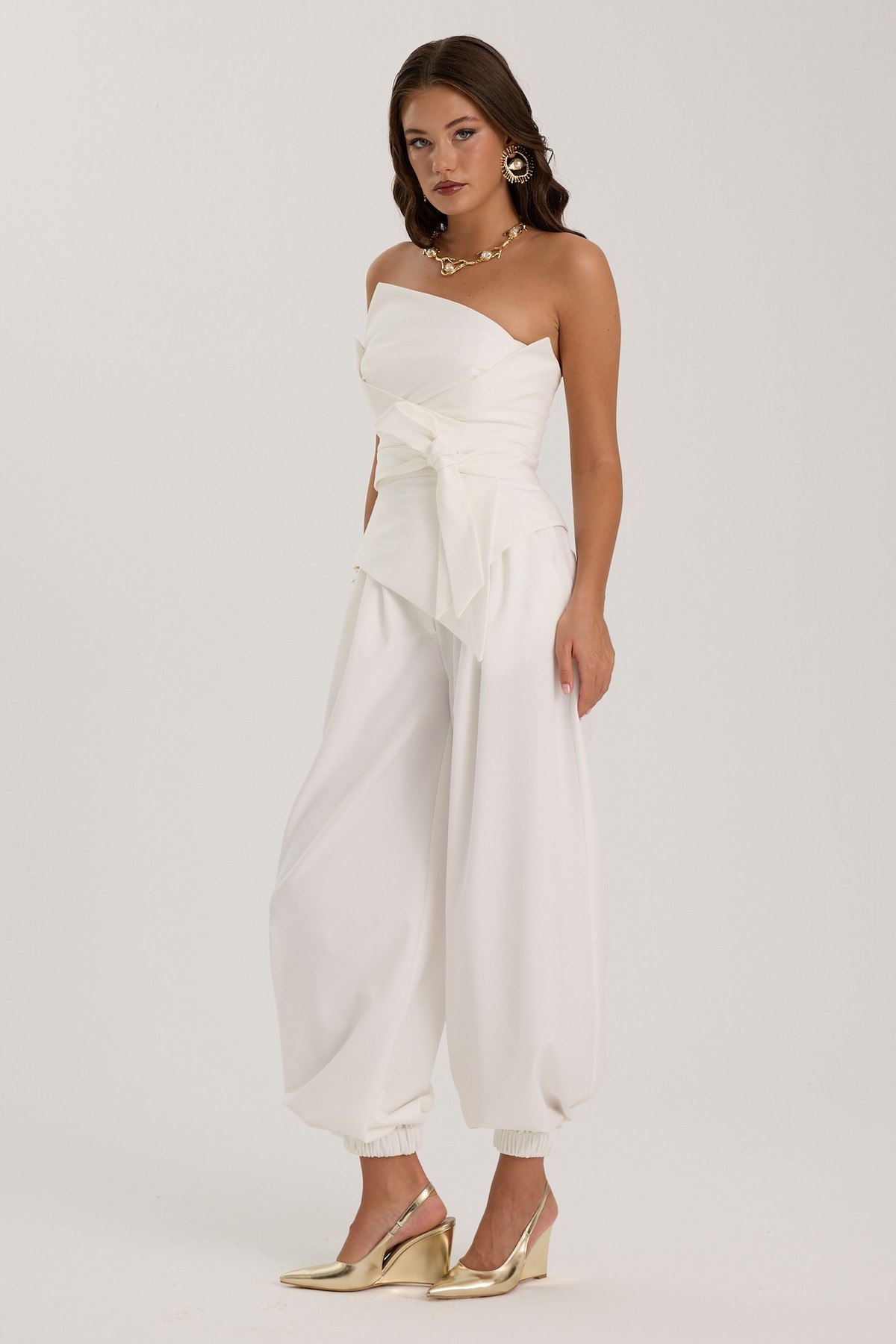 Iconic Modern Drape Pants Ecru