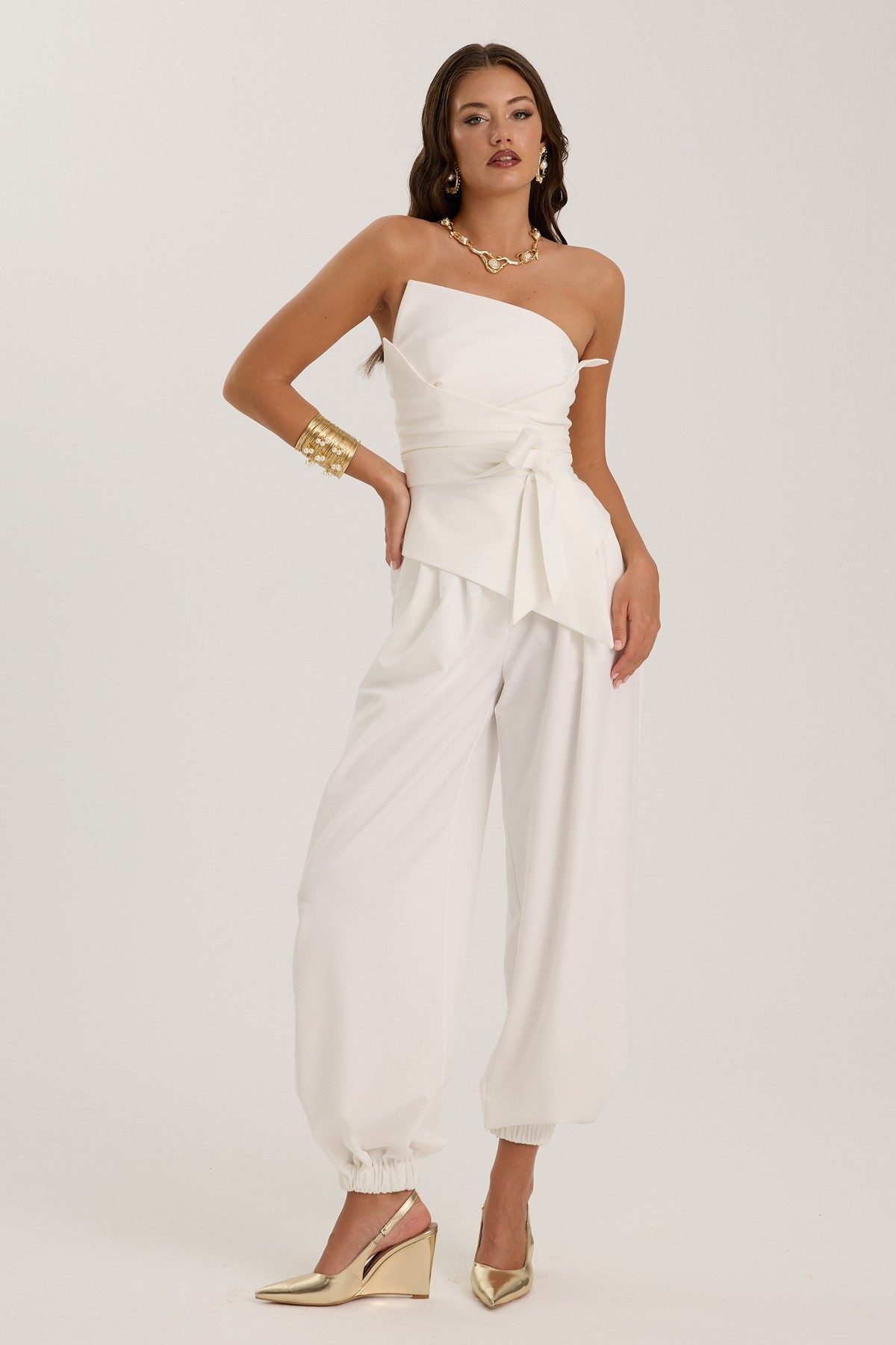 Iconic Modern Drape Pants Ecru