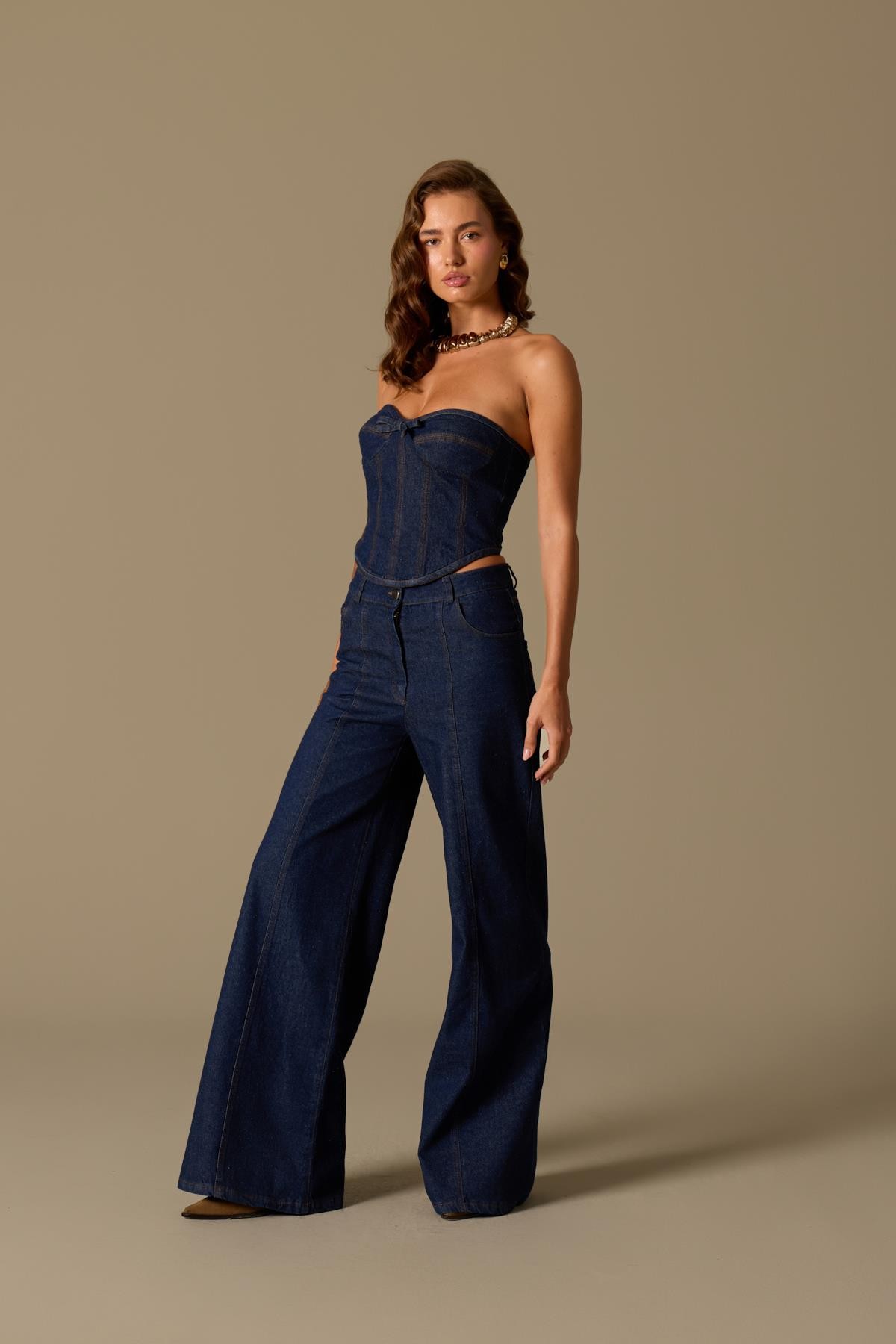 Indigo Belle Denim Bustier Blue Denim