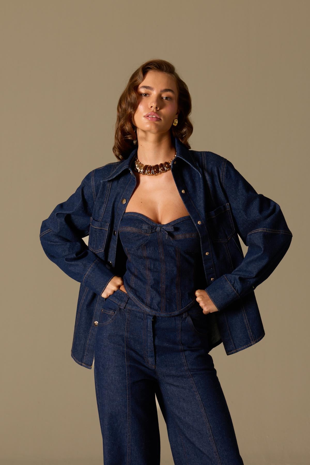 Indigo Belle Denim Bustier Blue Denim