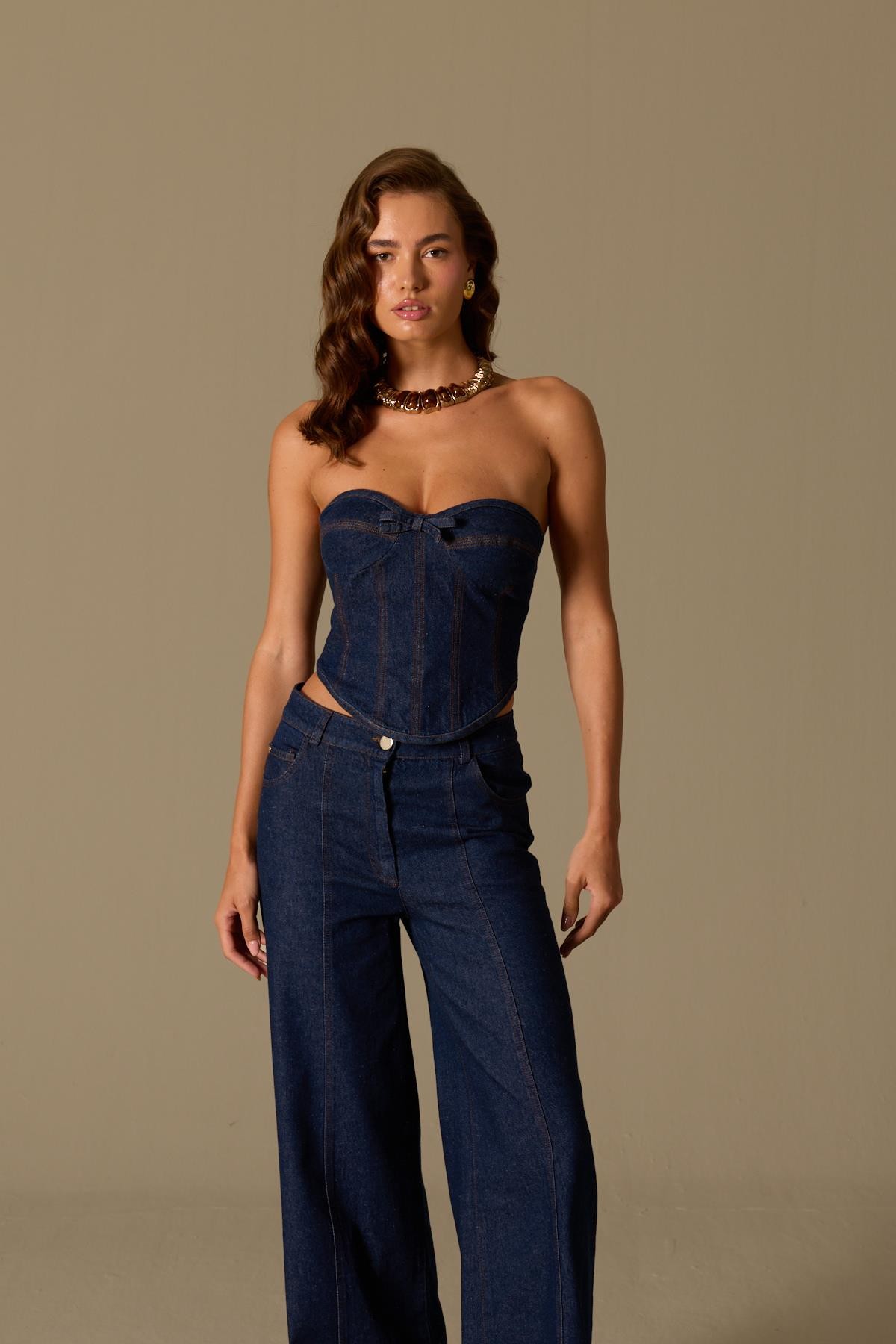 Indigo Belle Denim Bustier Blue Denim