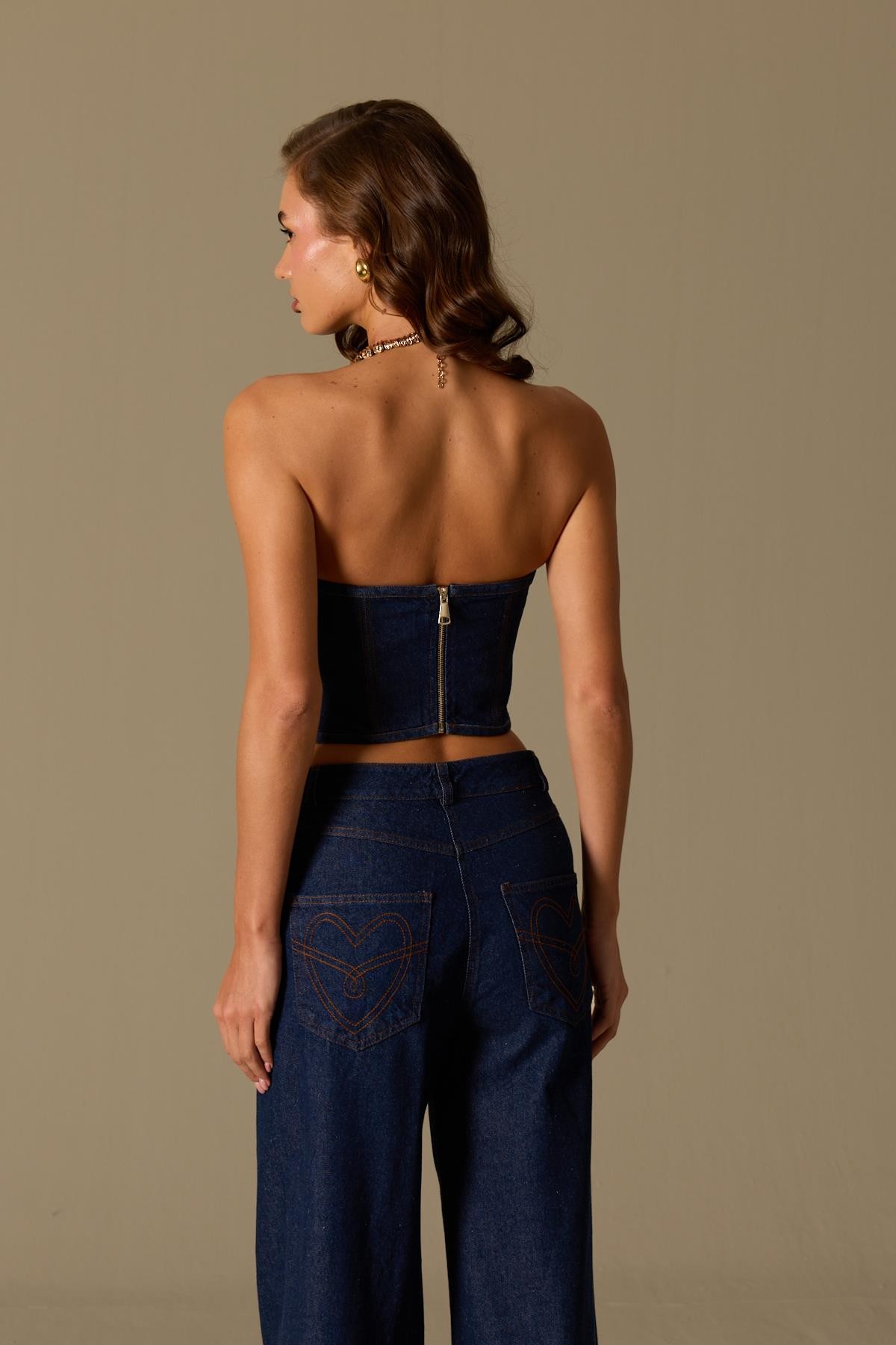 Indigo Belle Denim Bustier Blue Denim