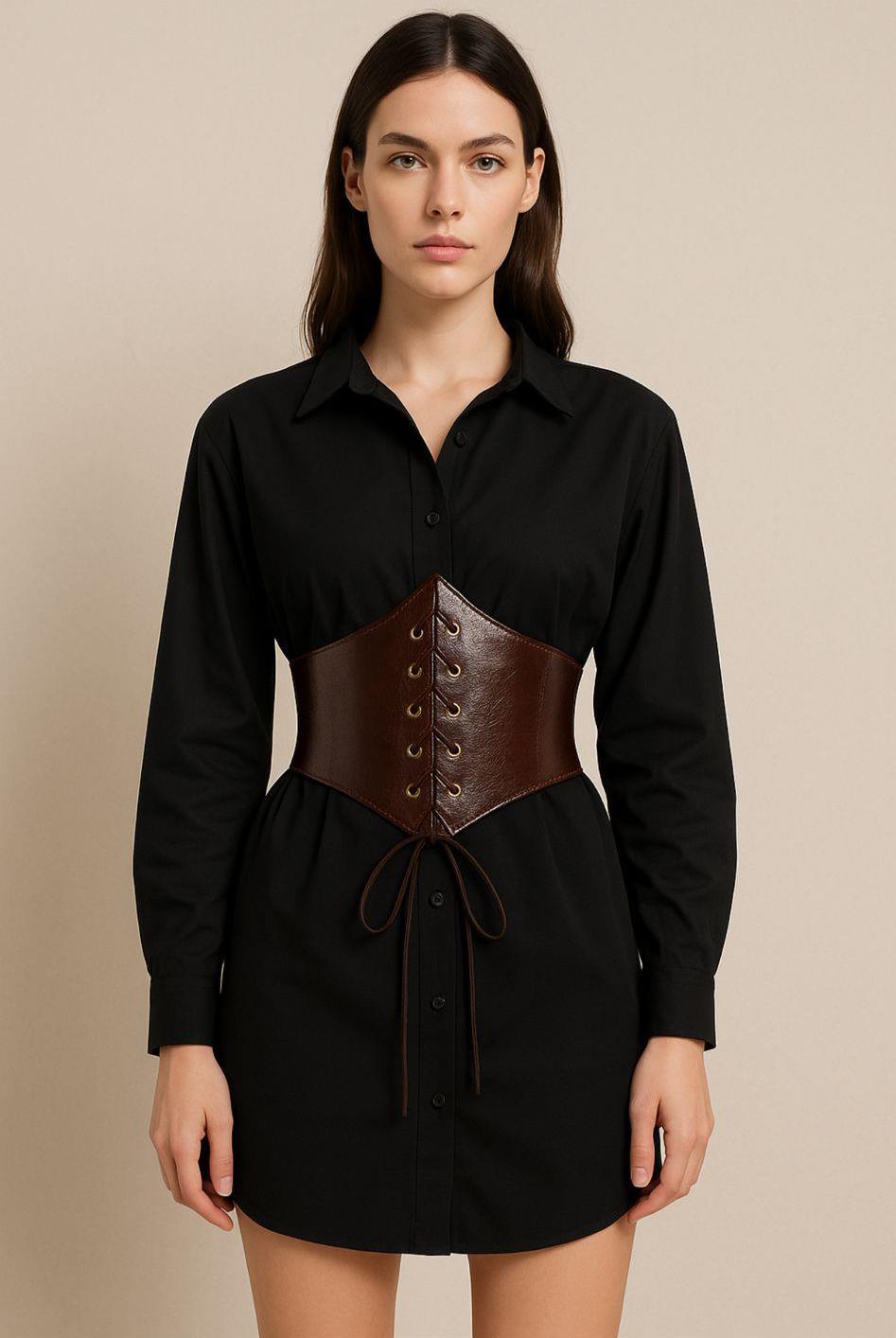 Isabella Belt Detail Shirt Black