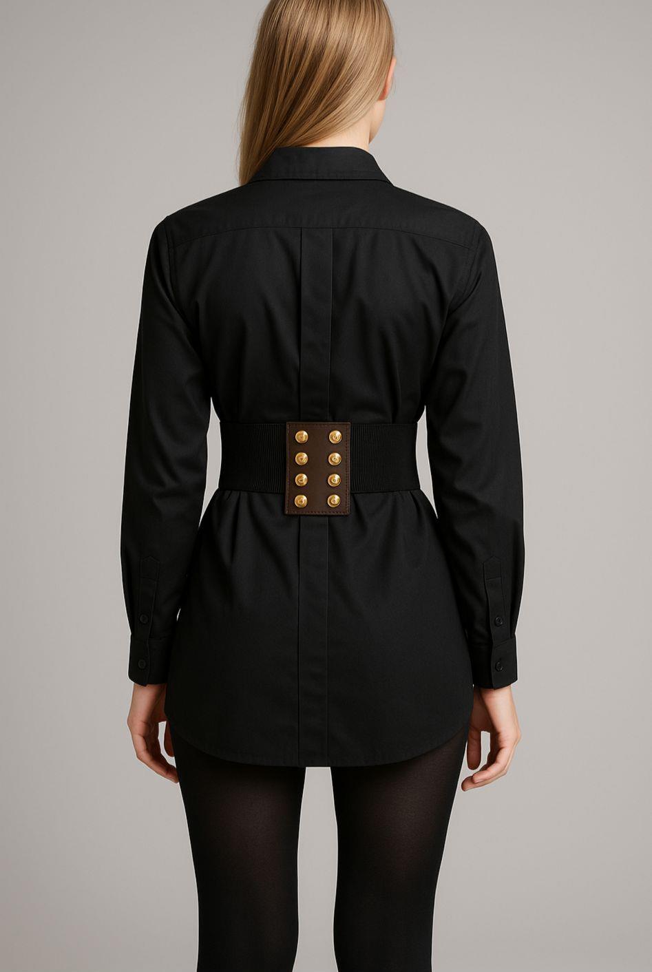 Isabella Belt Detail Shirt Black