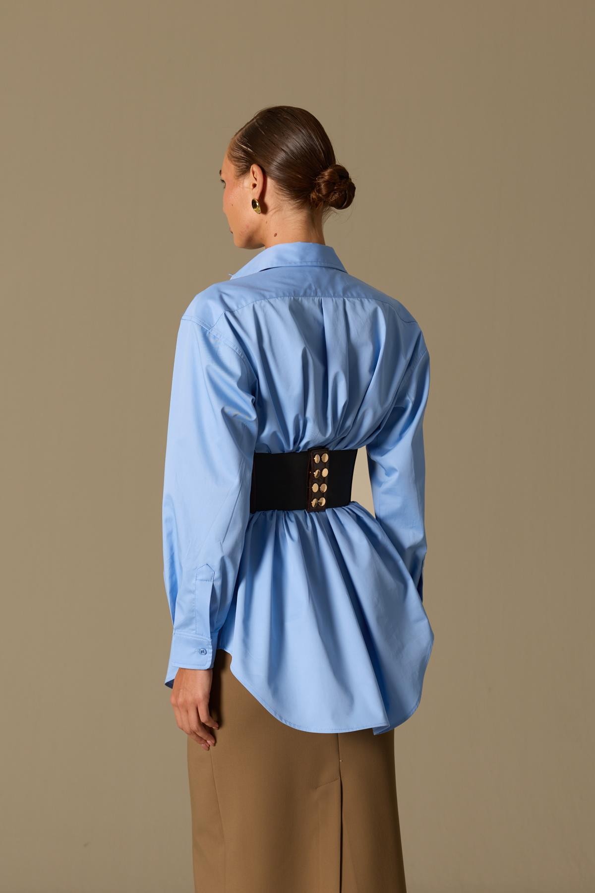 Isabella Belt Detail Shirt Blue