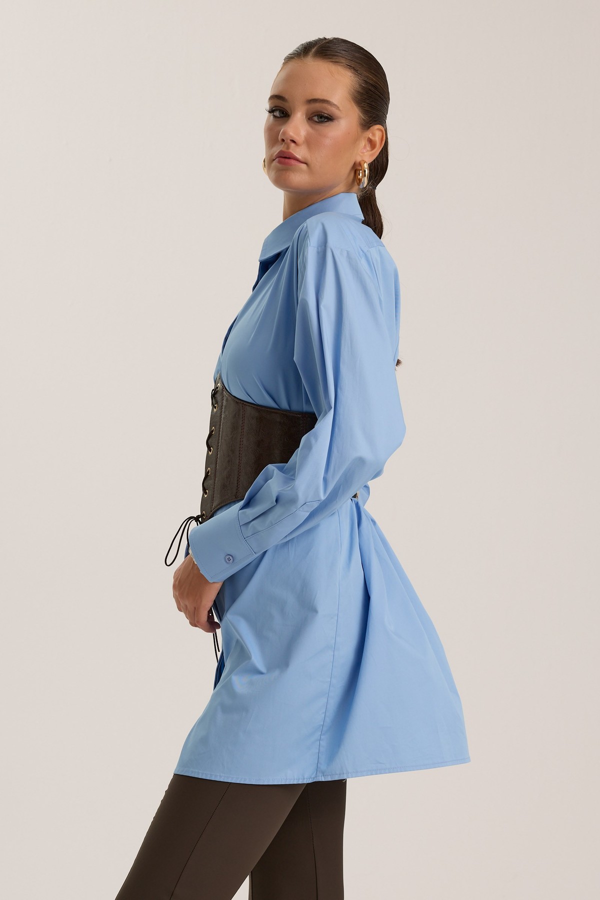Isabella Belt Detail Shirt Blue