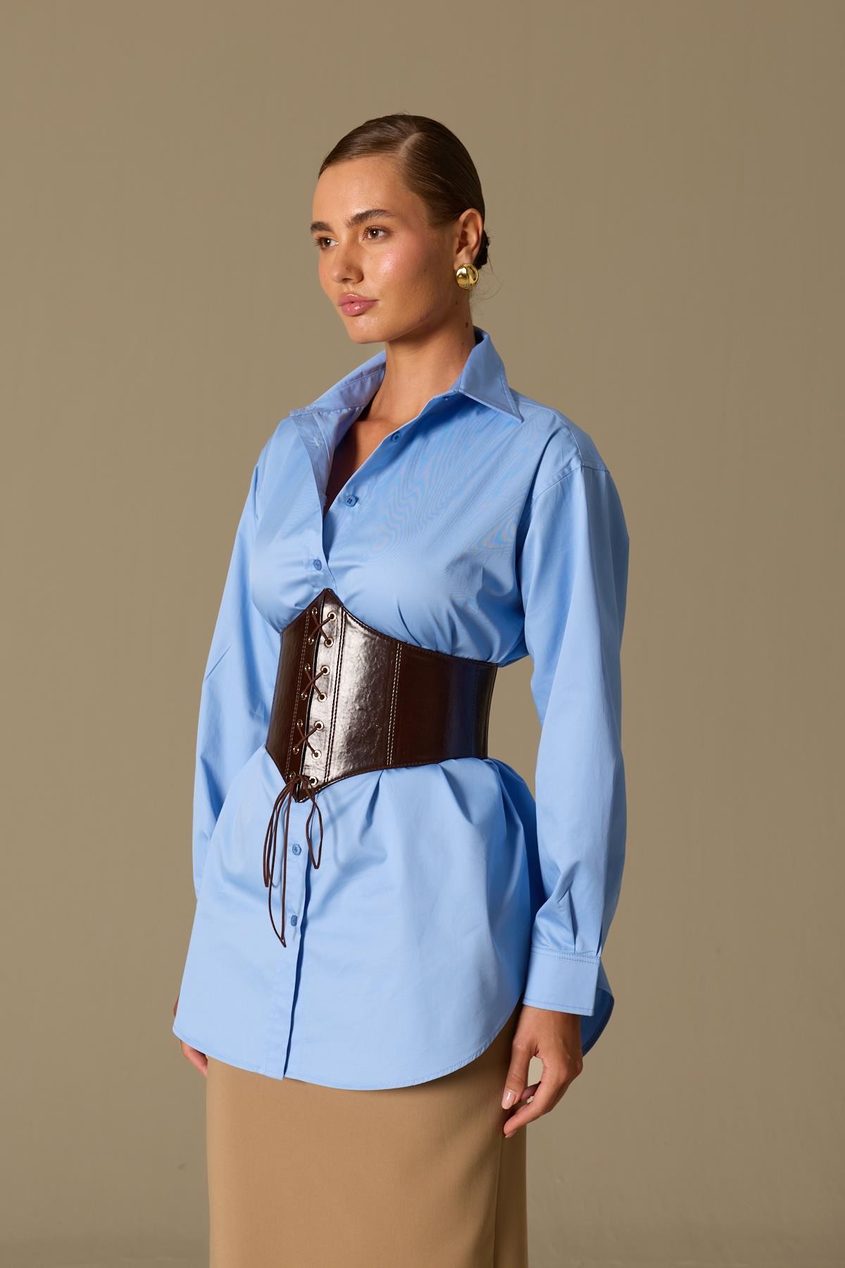 Isabella Belt Detail Shirt Blue