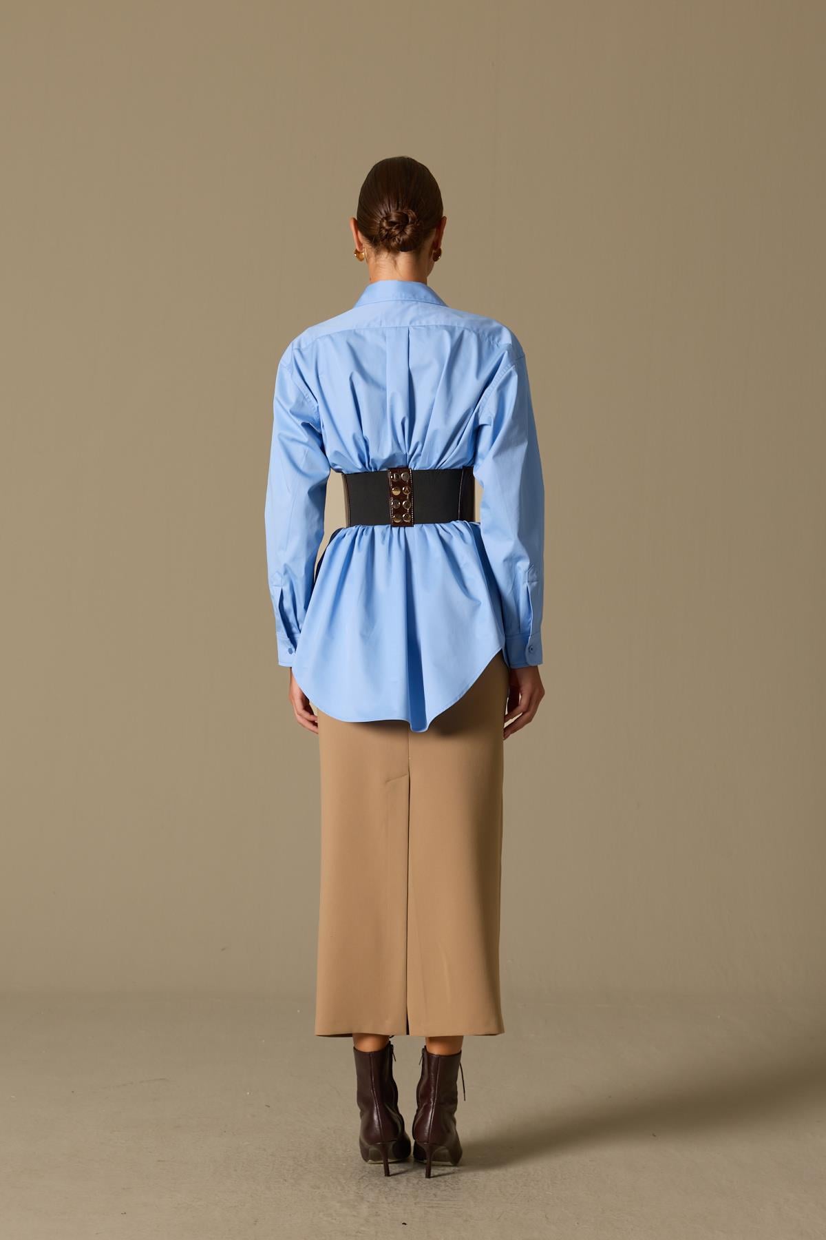 Isabella Belt Detail Shirt Blue