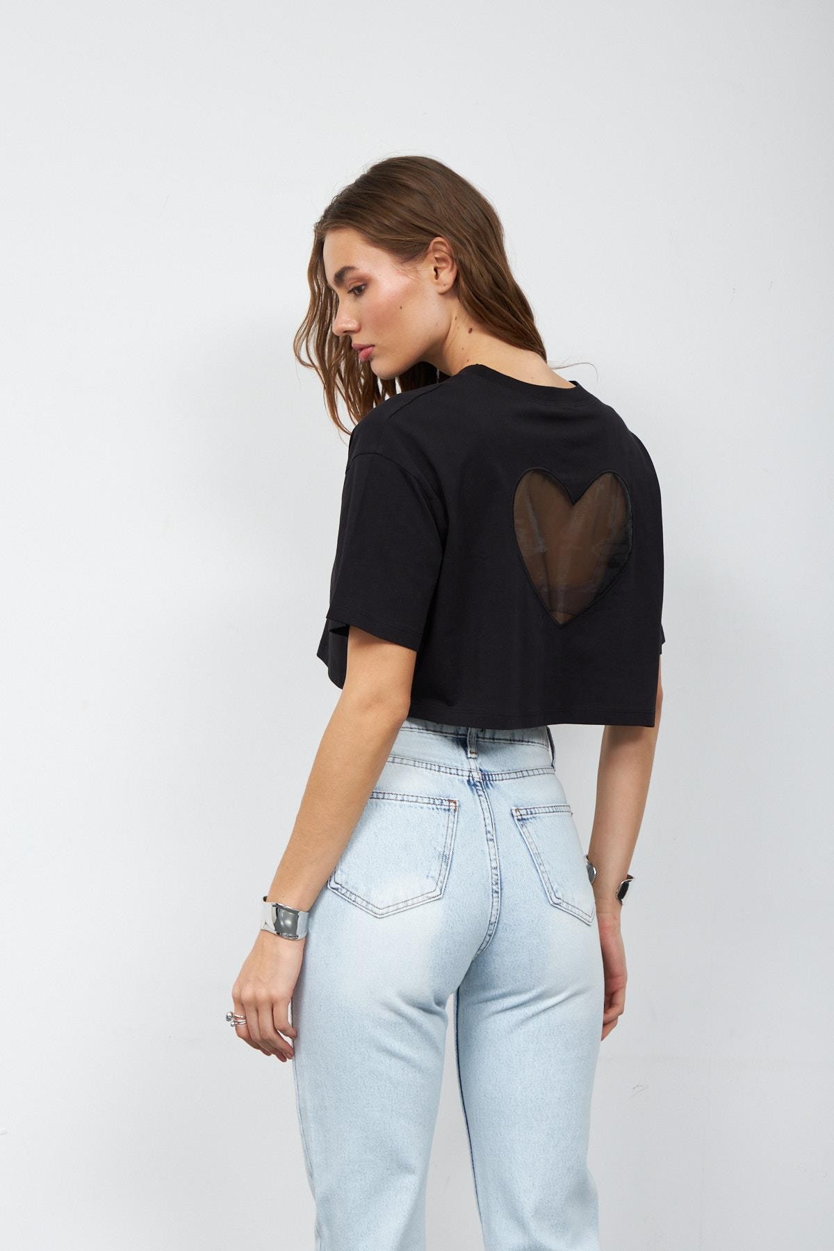 Je t aime 100% Koton Oversize Tshirt Siyah
