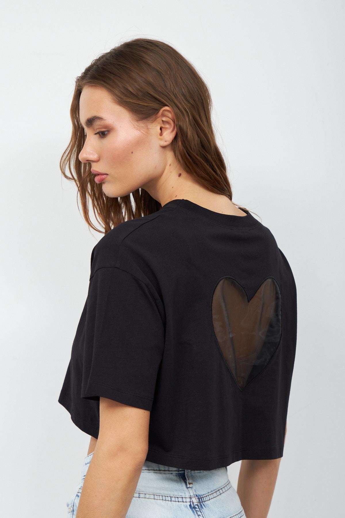 Je t aime 100% Koton Oversize Tshirt Siyah