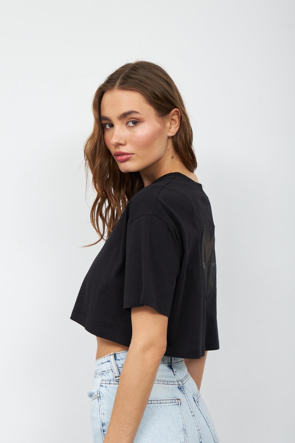 Je t aime 100% Koton Oversize Tshirt Siyah