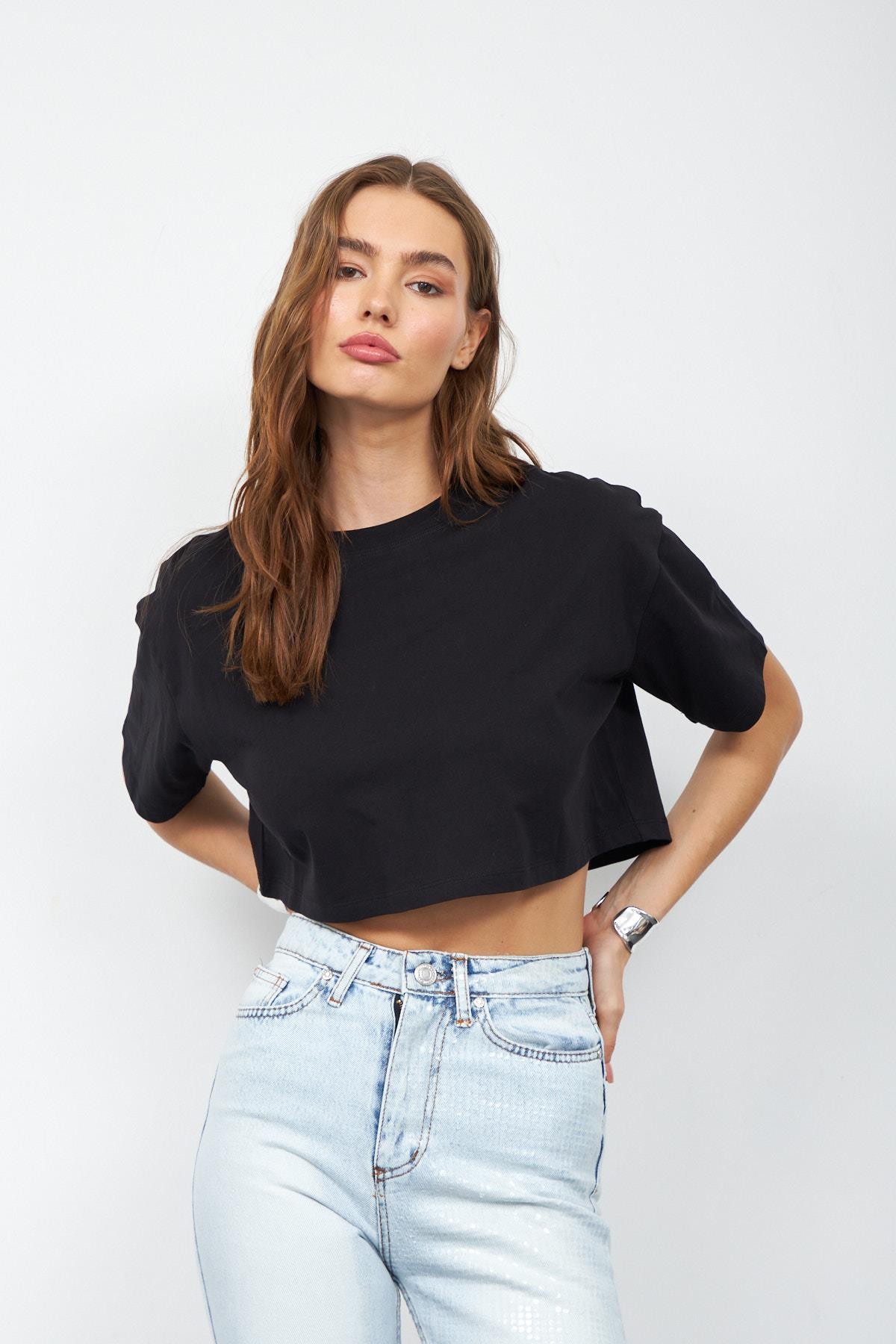 Je t aime 100% Koton Oversize Tshirt Siyah